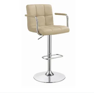 Adjustable Height Bar Stool Beige And Chrome