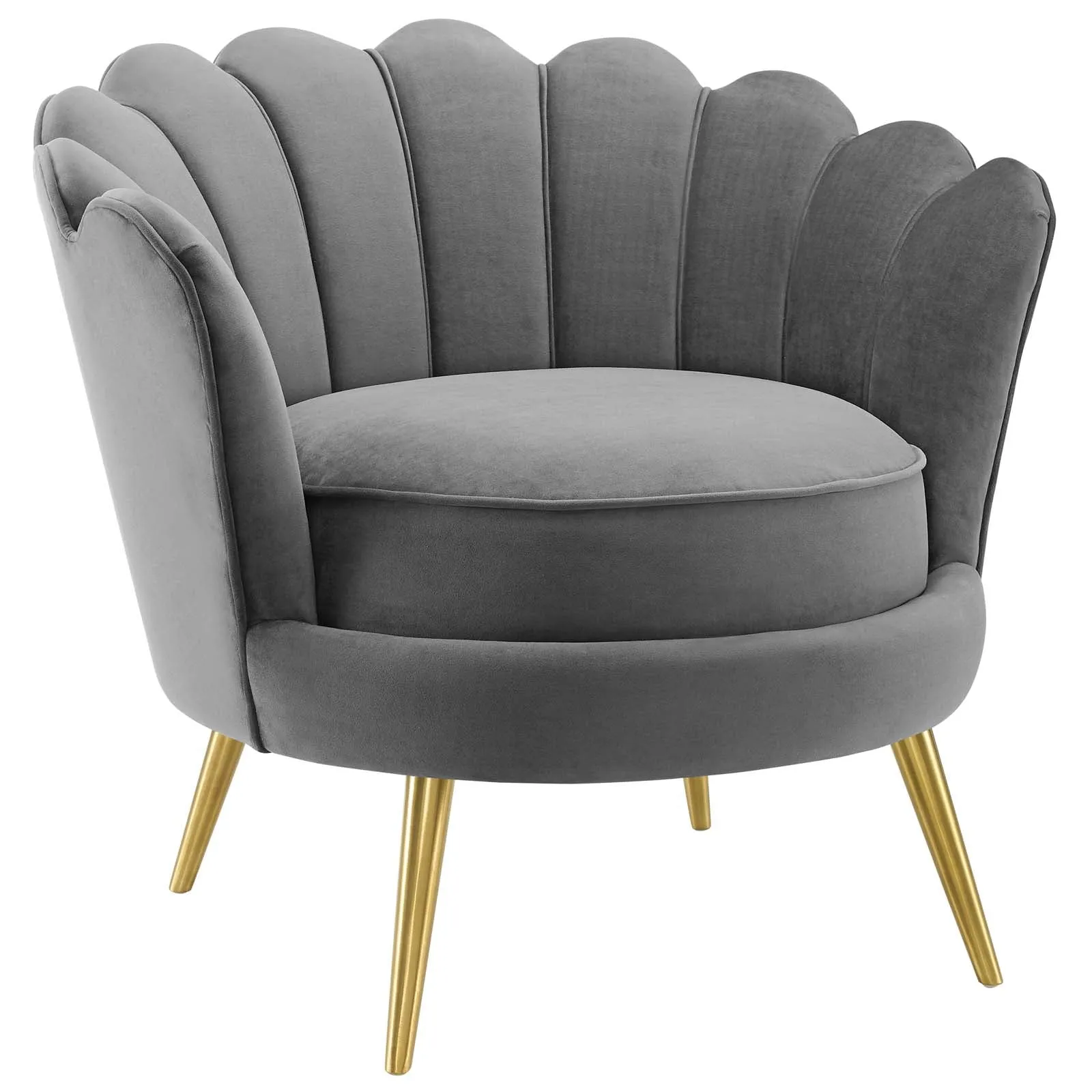 Admire Scalloped Edge Performance Velvet Accent Armchair by Modway