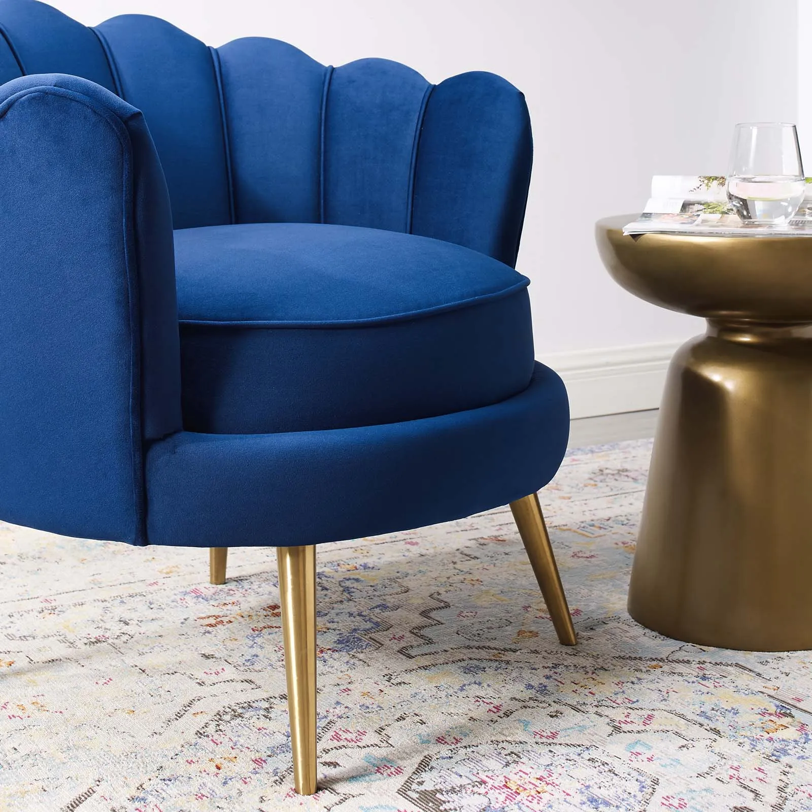Admire Scalloped Edge Performance Velvet Accent Armchair by Modway