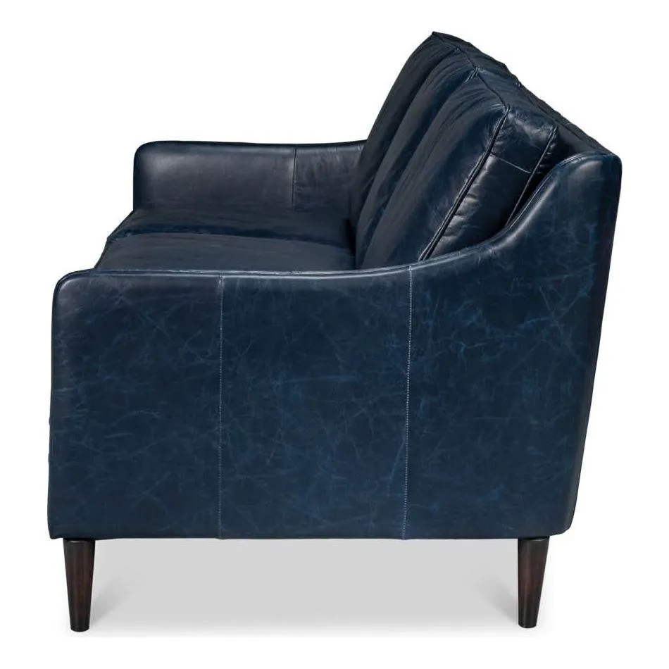 Alehandro Leather Sofa, Chateau Blue