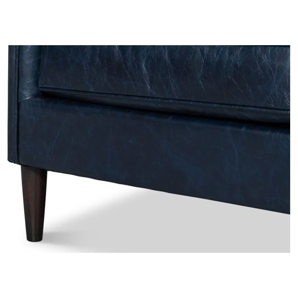 Alehandro Leather Sofa, Chateau Blue