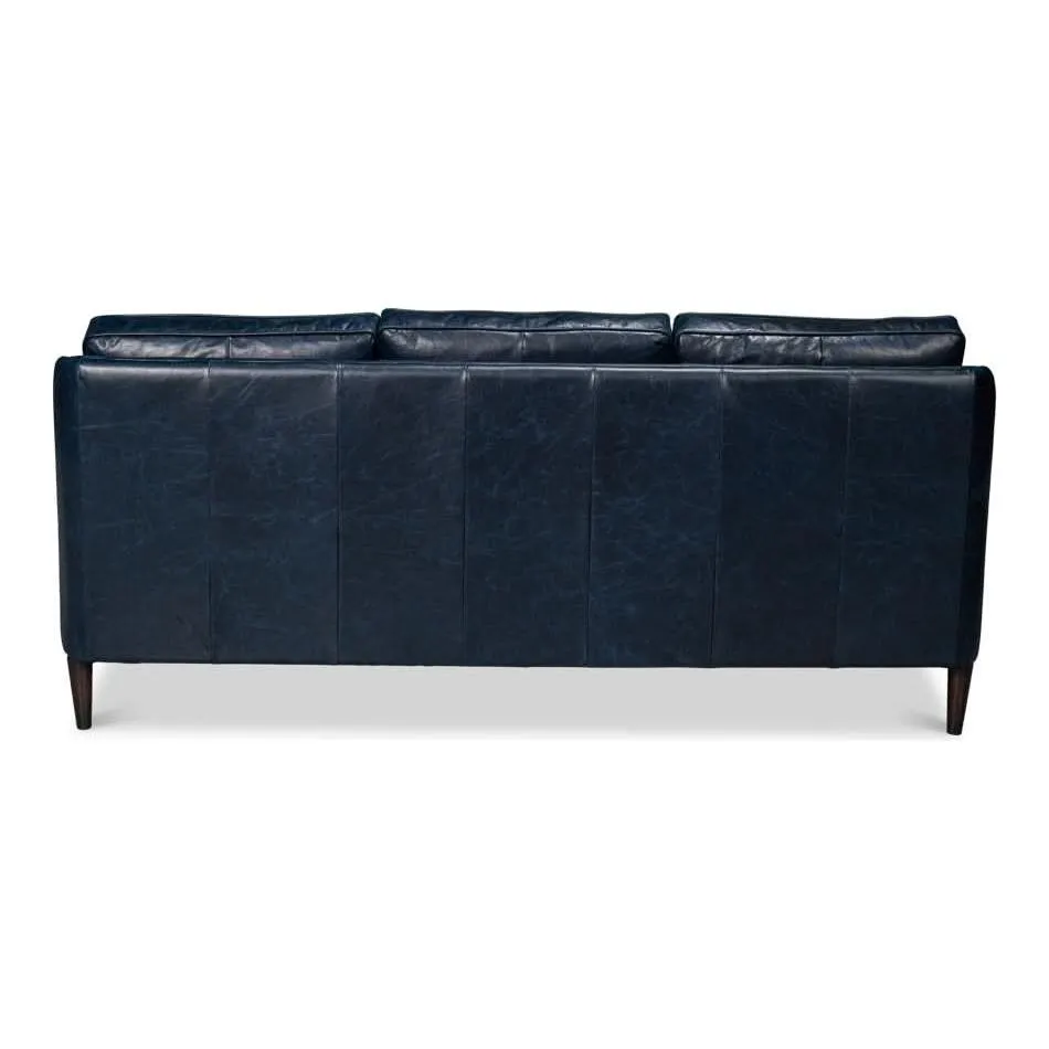 Alehandro Leather Sofa, Chateau Blue