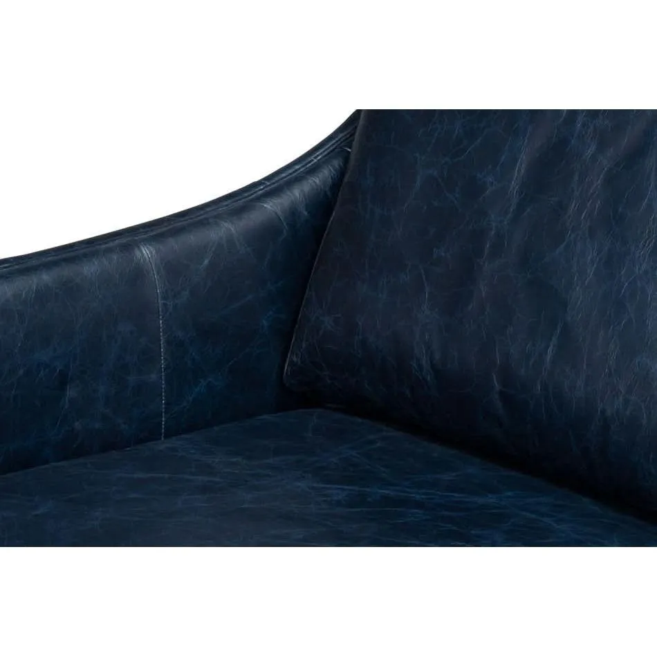 Alehandro Leather Sofa, Chateau Blue