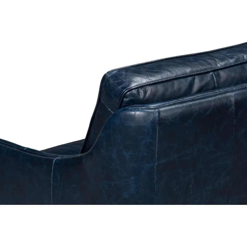 Alehandro Leather Sofa, Chateau Blue