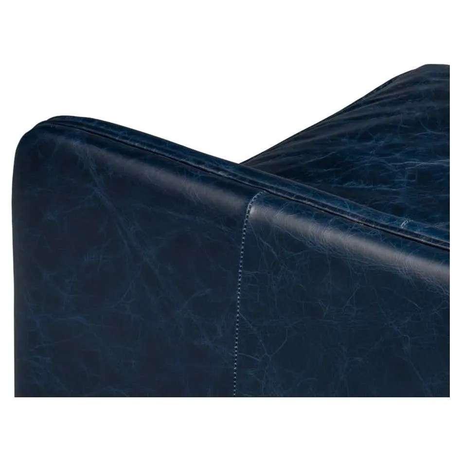 Alehandro Leather Sofa, Chateau Blue