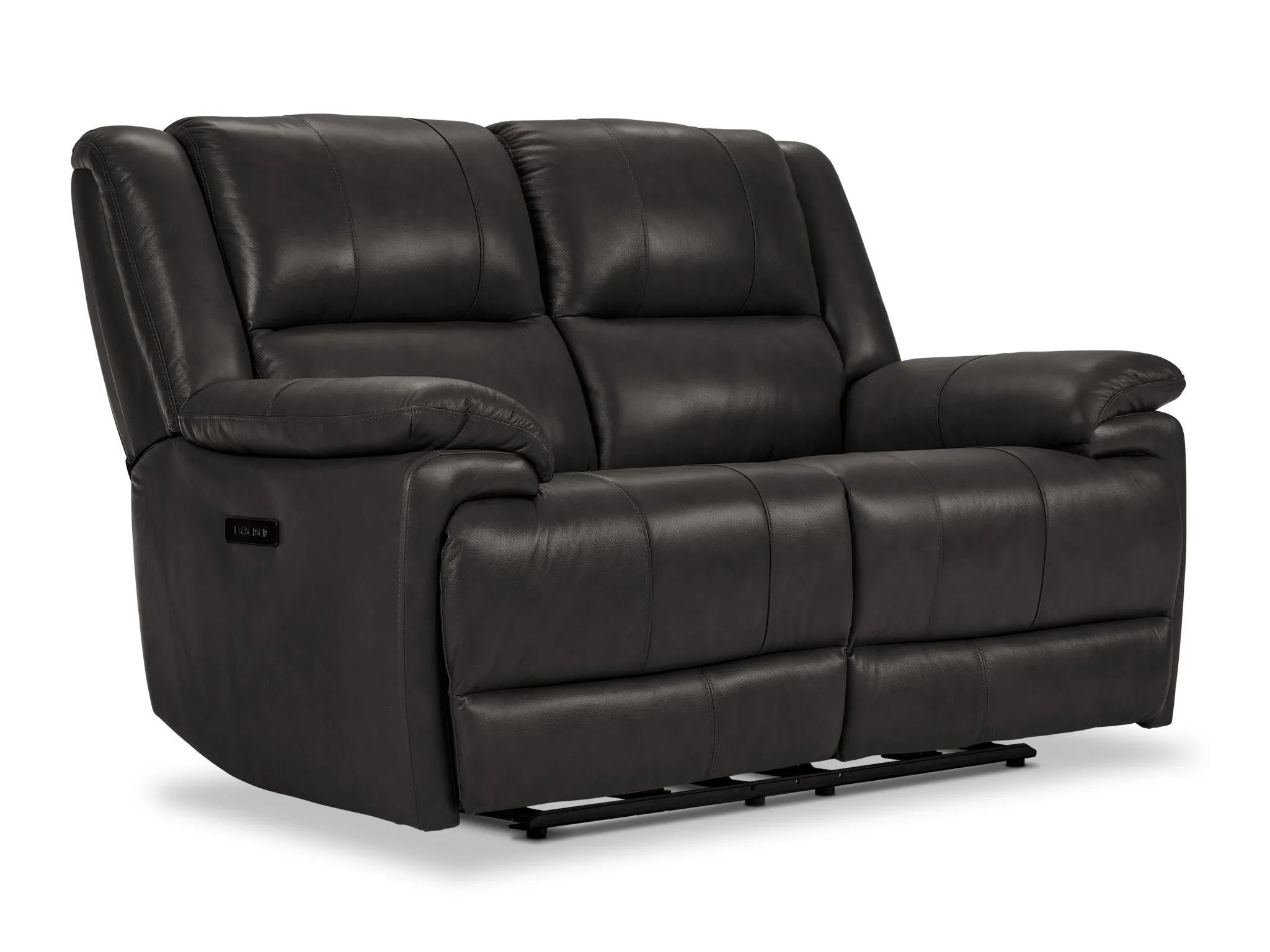 Allie Leather Dual Power Reclining Loveseat - Granite