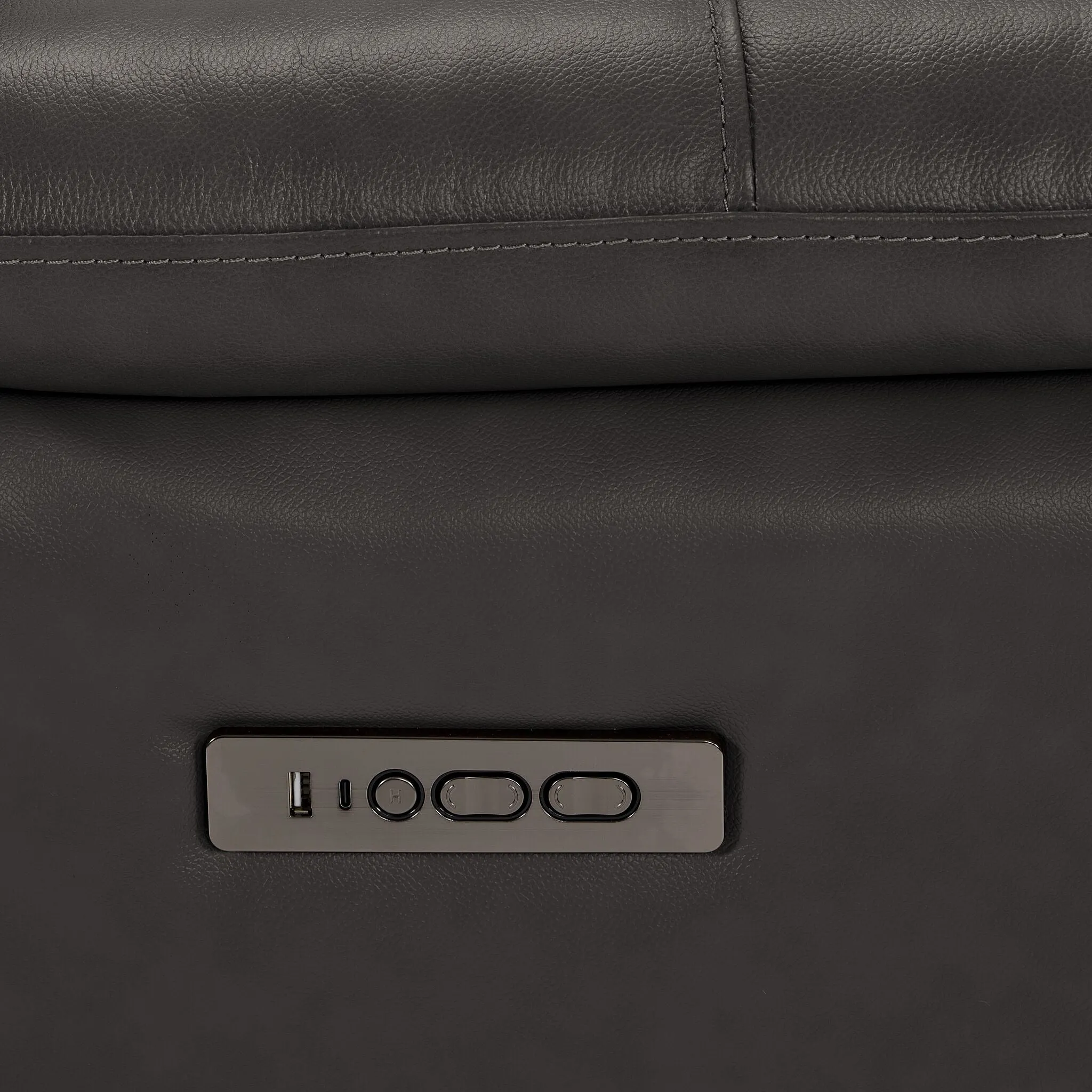 Allie Leather Dual Power Reclining Loveseat - Granite