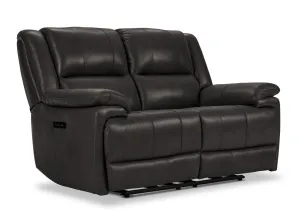 Allie Leather Dual Power Reclining Loveseat - Granite