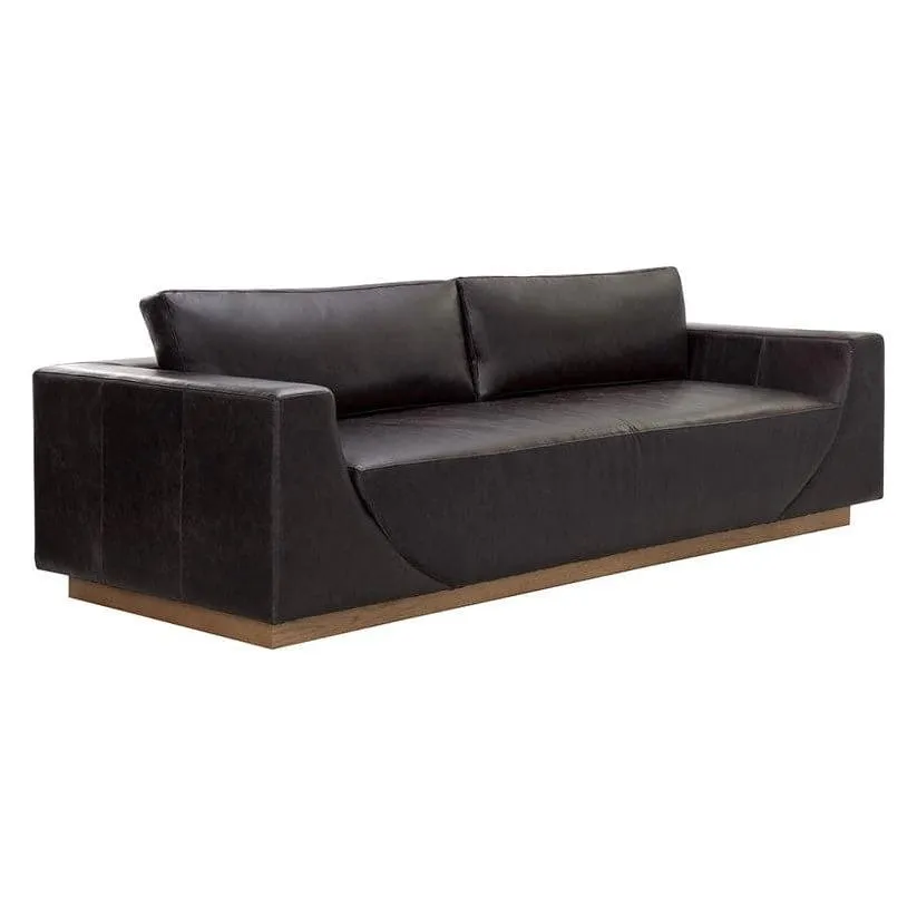 Anakin Sofa - Light Oak - Tuscany Warm Black Leather
