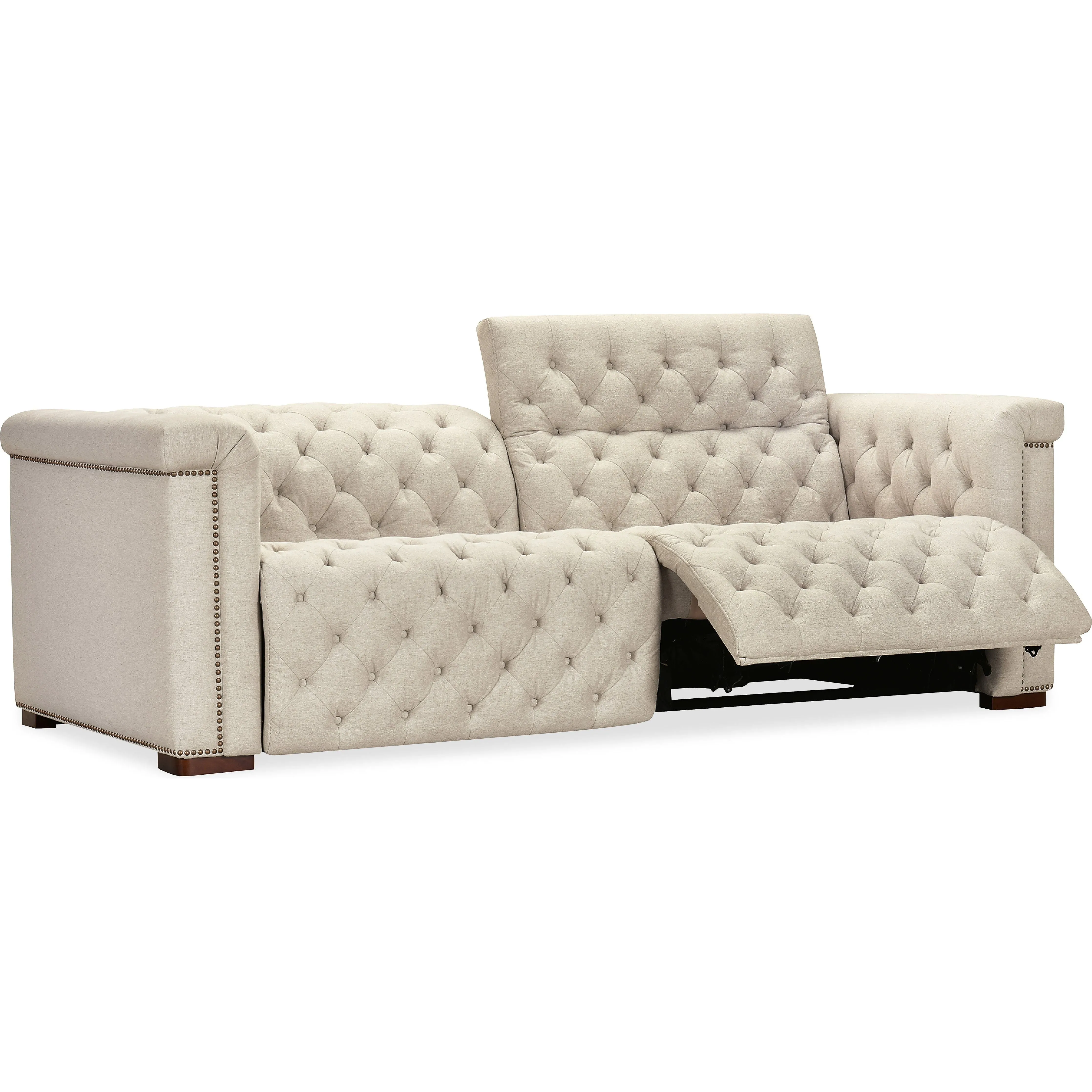 Apollo Deux Power Recliner and Power Headrests - Beige Fabric