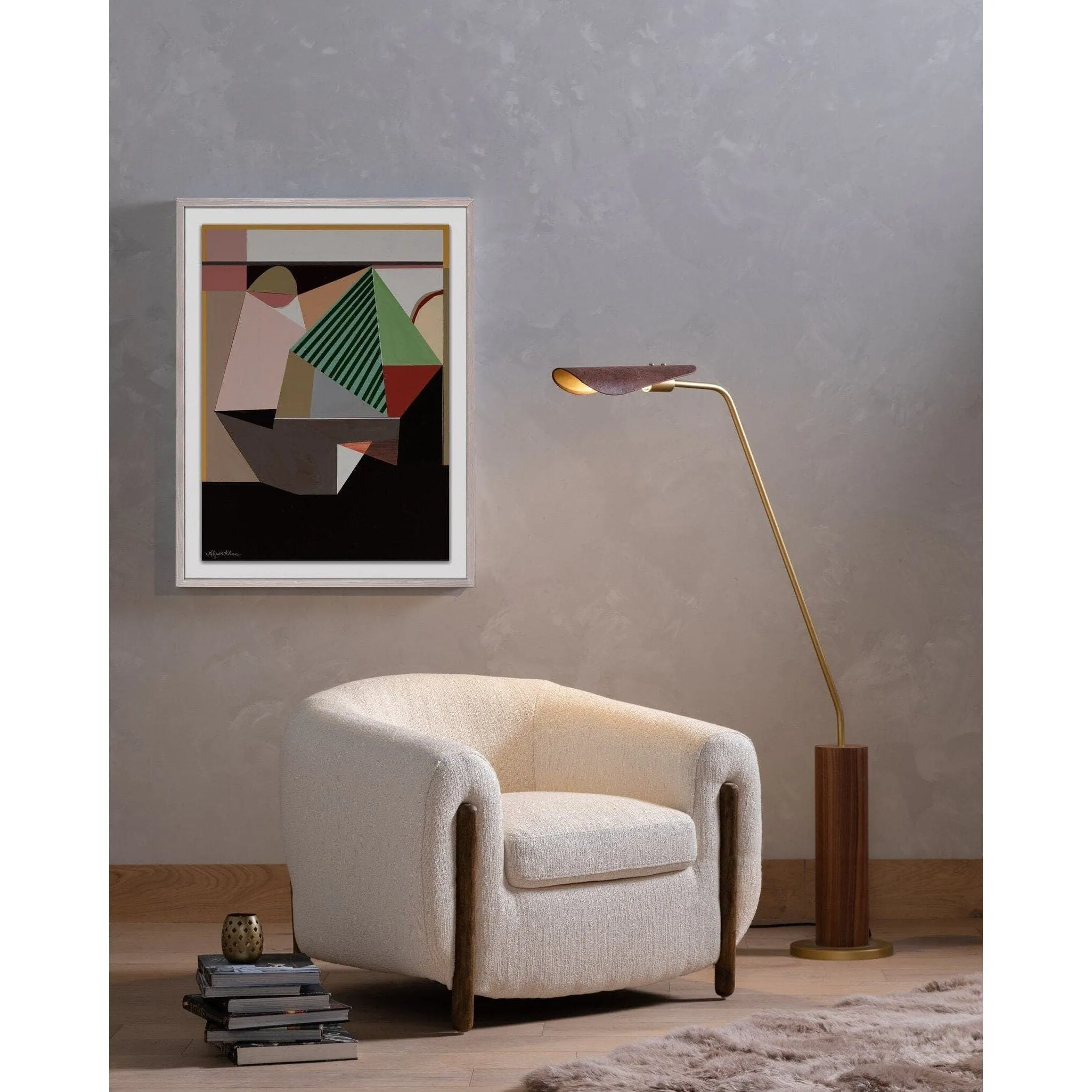 Ashen Floor Lamp - Dark Walnut