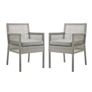 Aura Dining Armchair Outdoor Patio Wicker Rattan Set of 2 by Modway