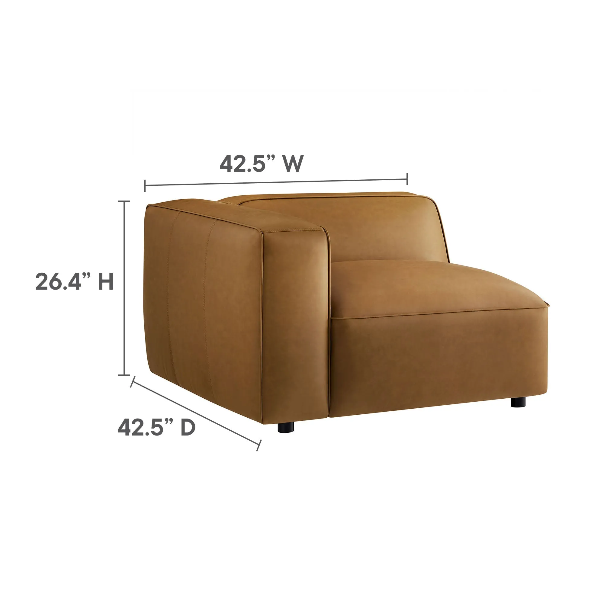 Auren 3-Piece Upholstered Vegan Leather Modular Sofa by Modway