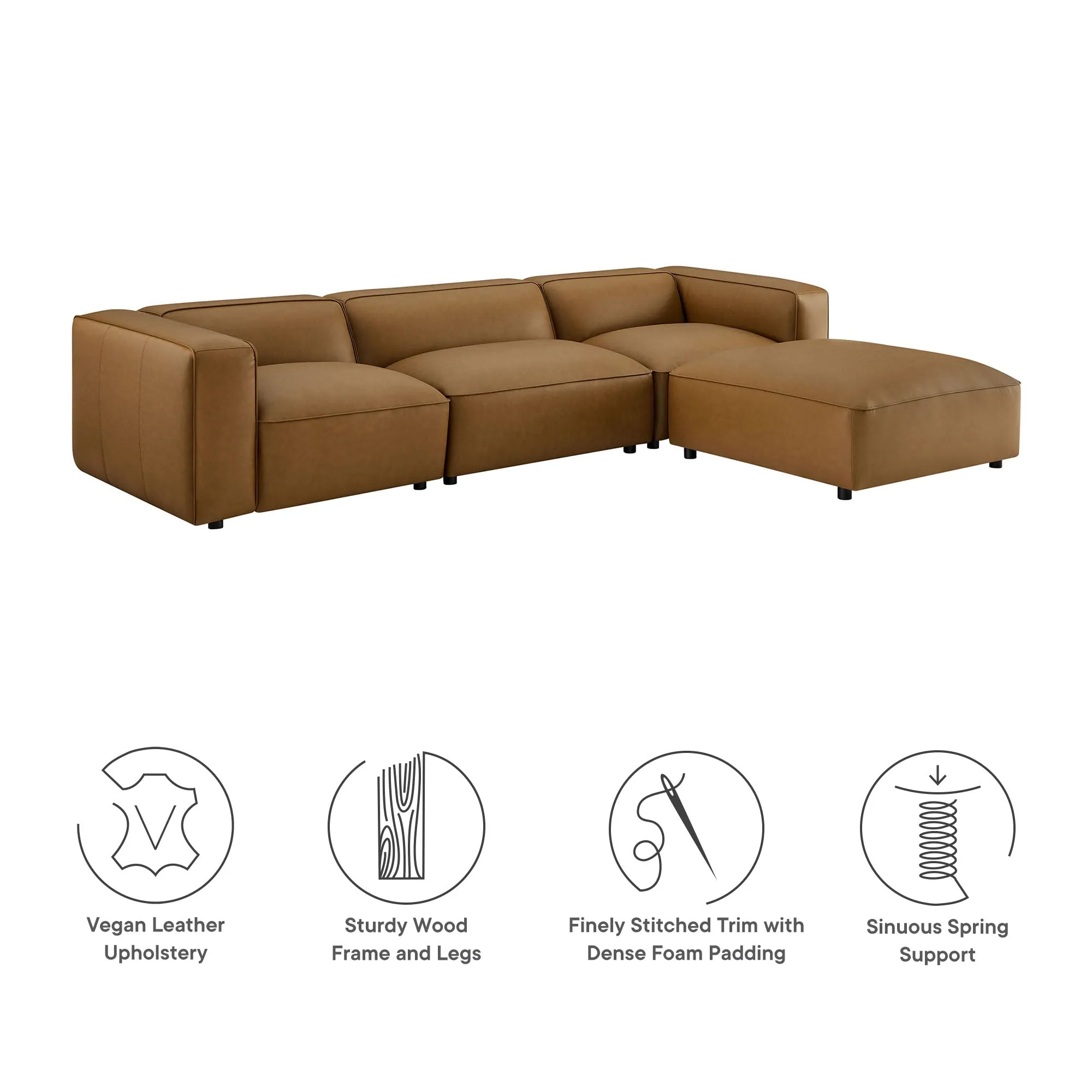 Auren 4-Piece Vegan Leather Modular Sofa Set by Modway