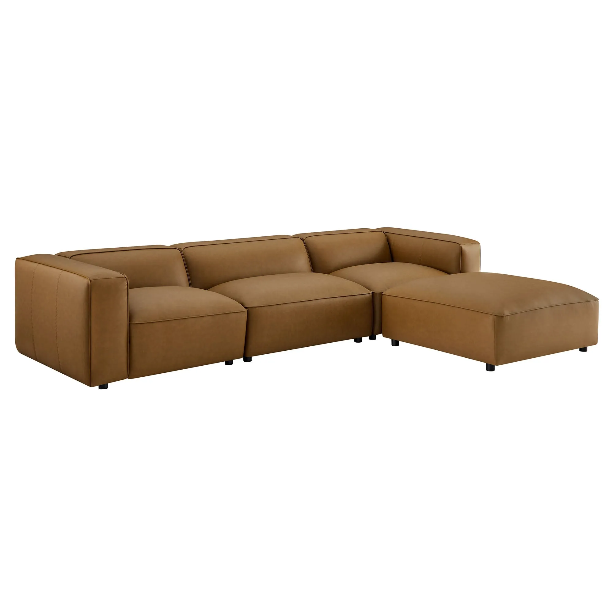 Auren 4-Piece Vegan Leather Modular Sofa Set by Modway
