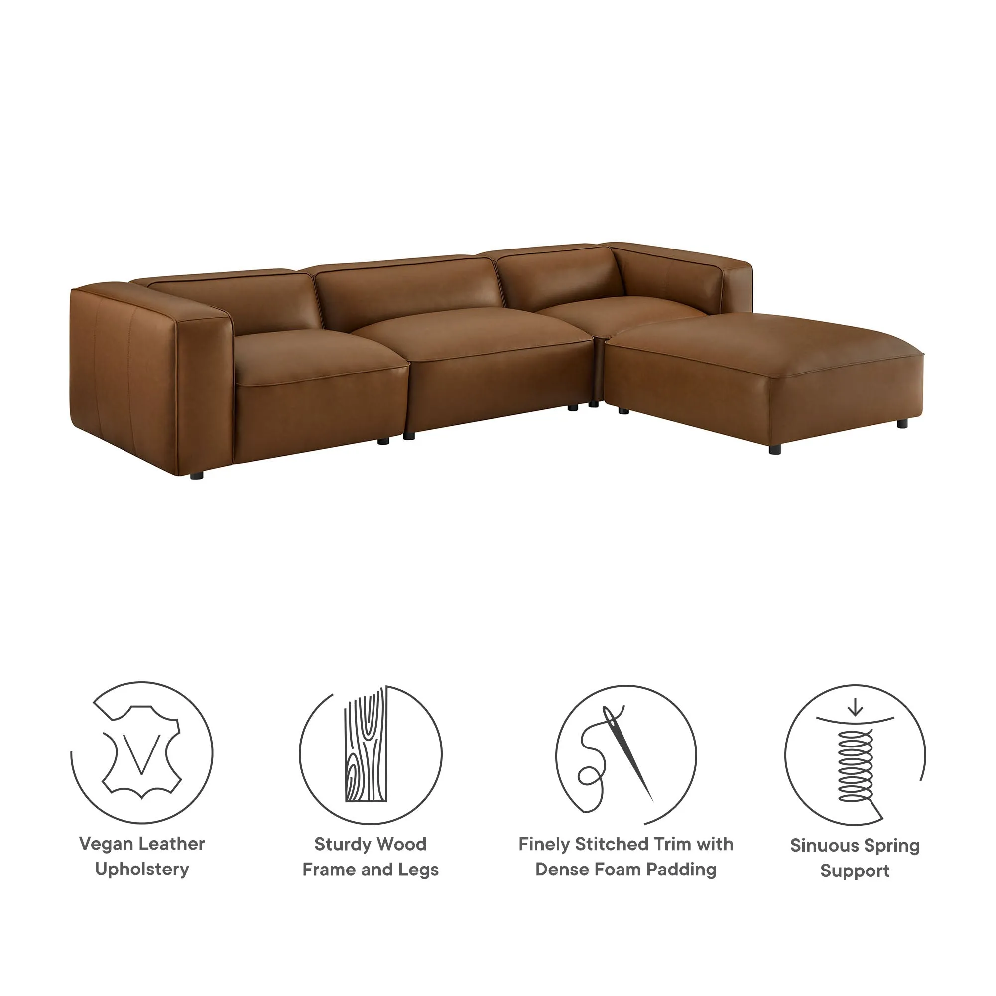 Auren 4-Piece Vegan Leather Modular Sofa Set by Modway