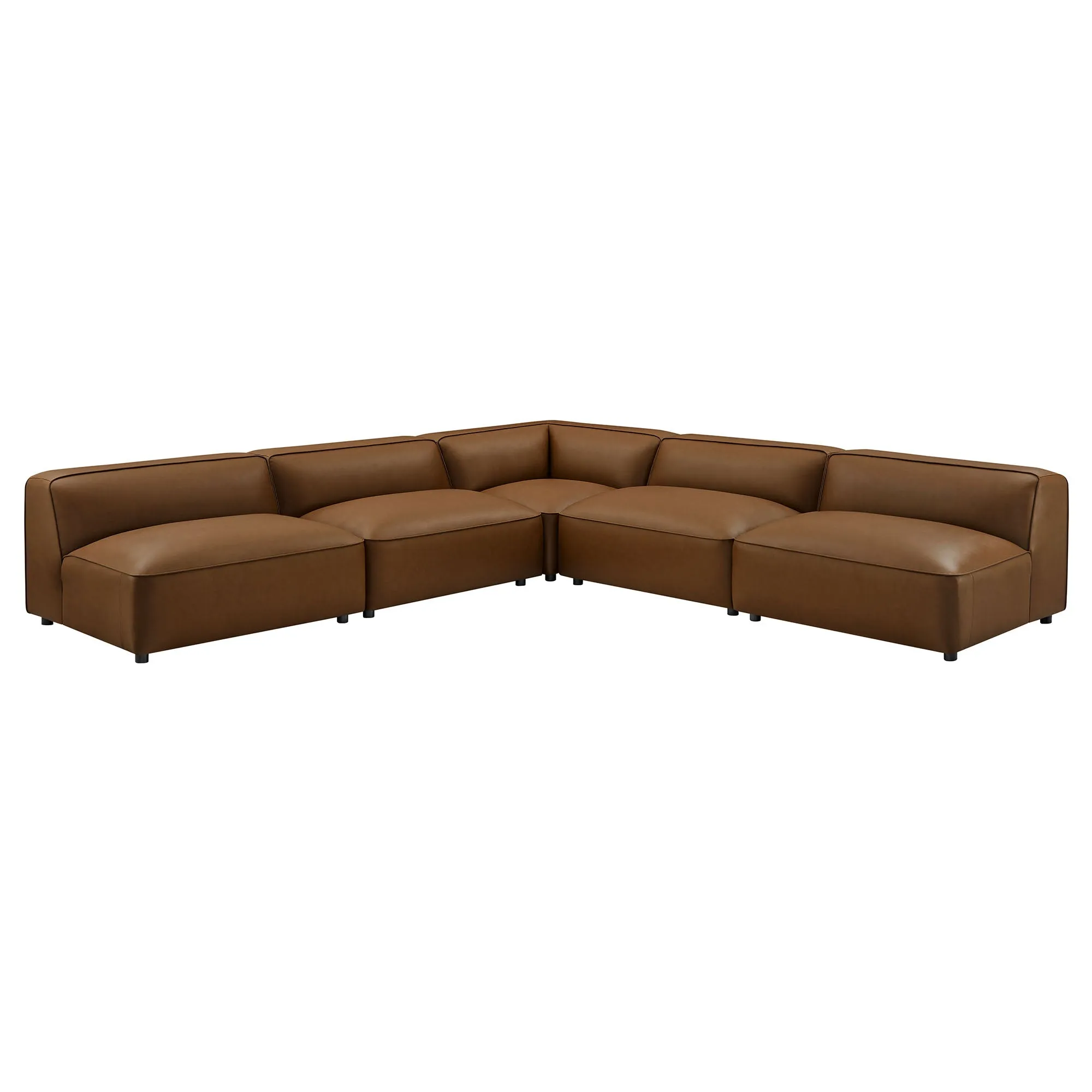 Auren 5-Piece Upholstered Armless L-Shaped Vegan Leather Modular Sofa by Modway