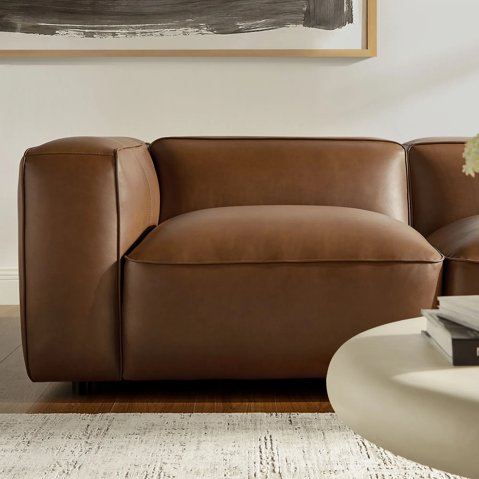 Auren 5-Piece Upholstered Vegan Leather Modular L-Shaped Sofa by Modway