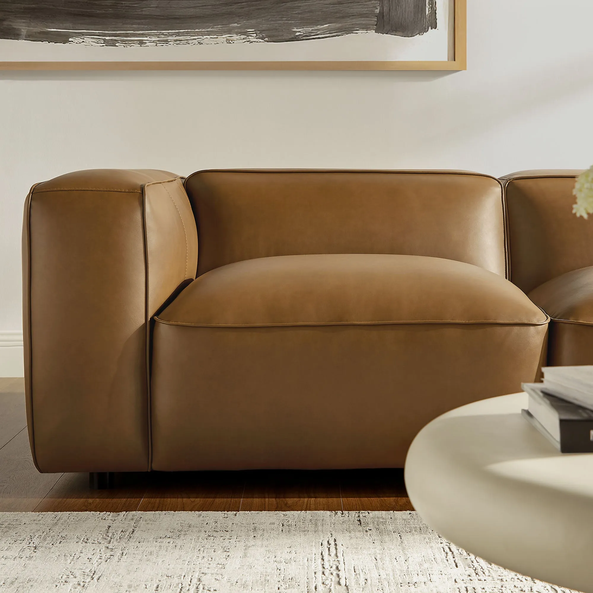 Auren 5-Piece Upholstered Vegan Leather Modular L-Shaped Sofa by Modway