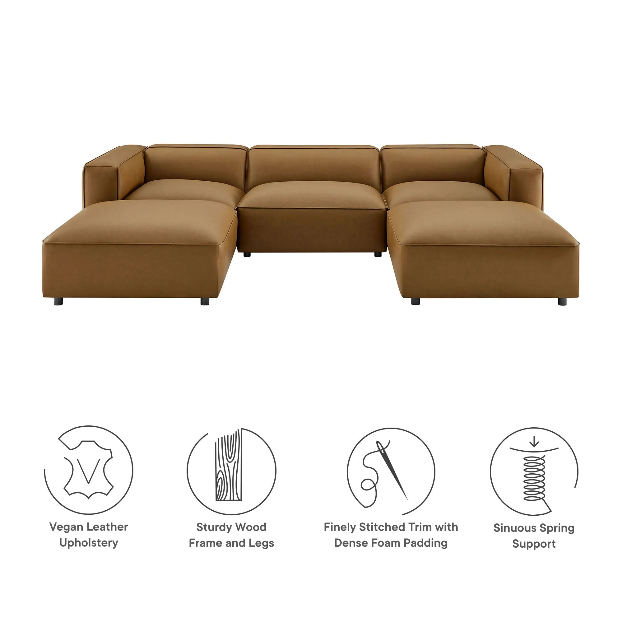 Auren 5-Piece Upholstered Vegan Leather Modular U-Shaped Sofa by Modway