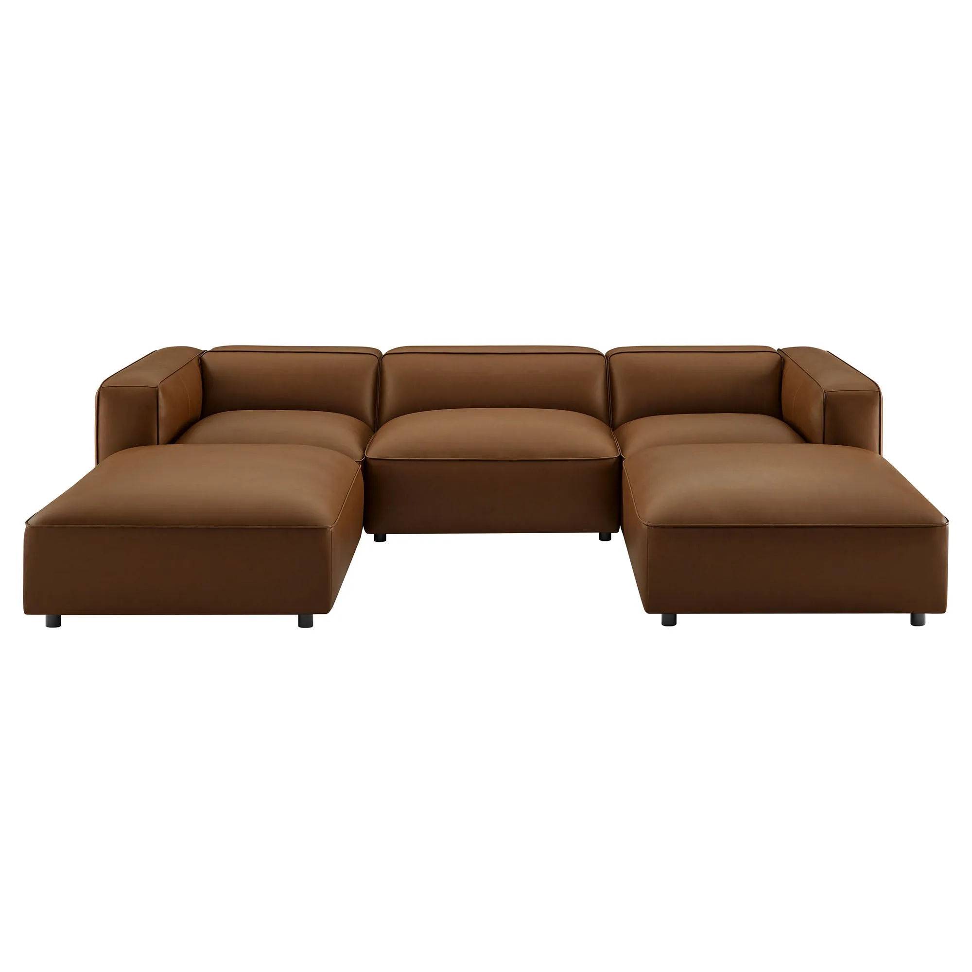 Auren 5-Piece Upholstered Vegan Leather Modular U-Shaped Sofa by Modway
