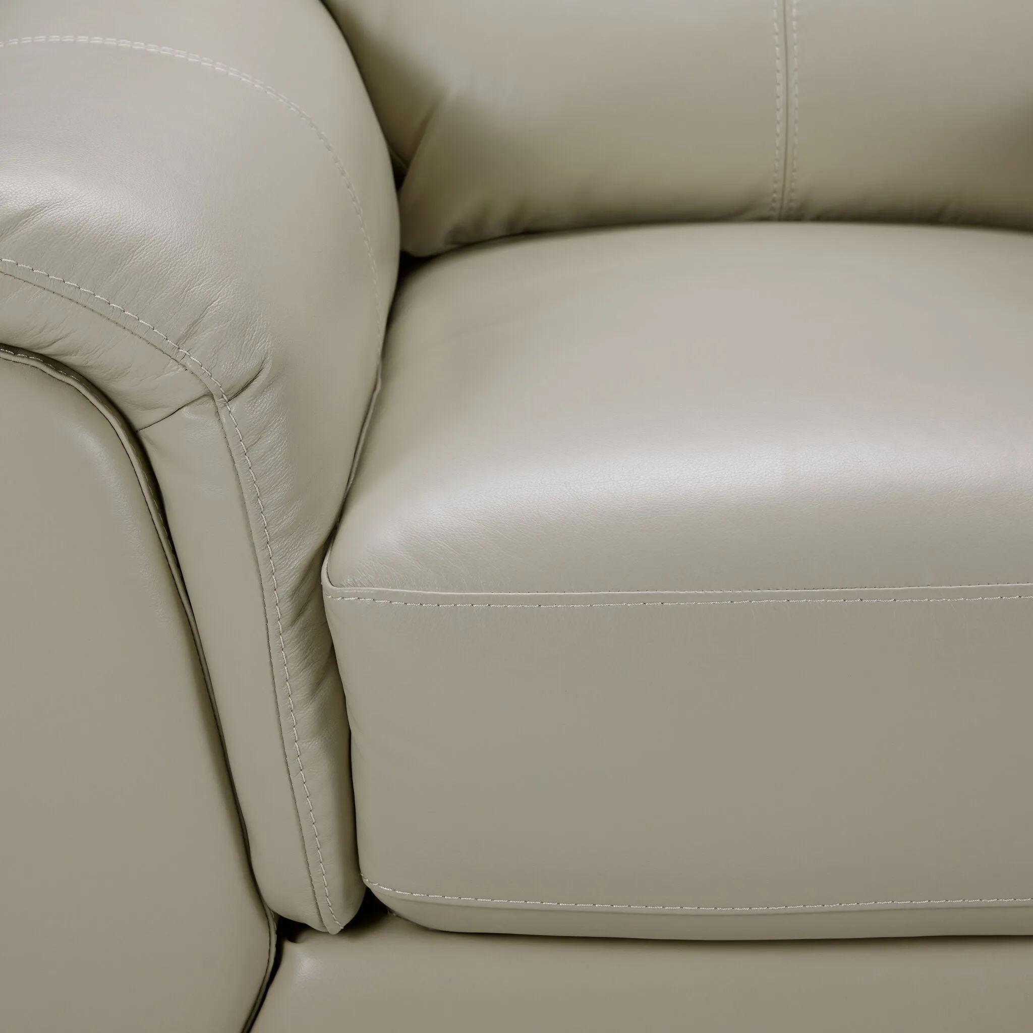 Avalon Leather Sofa and Loveseat Set - Oyster Grey Cream
