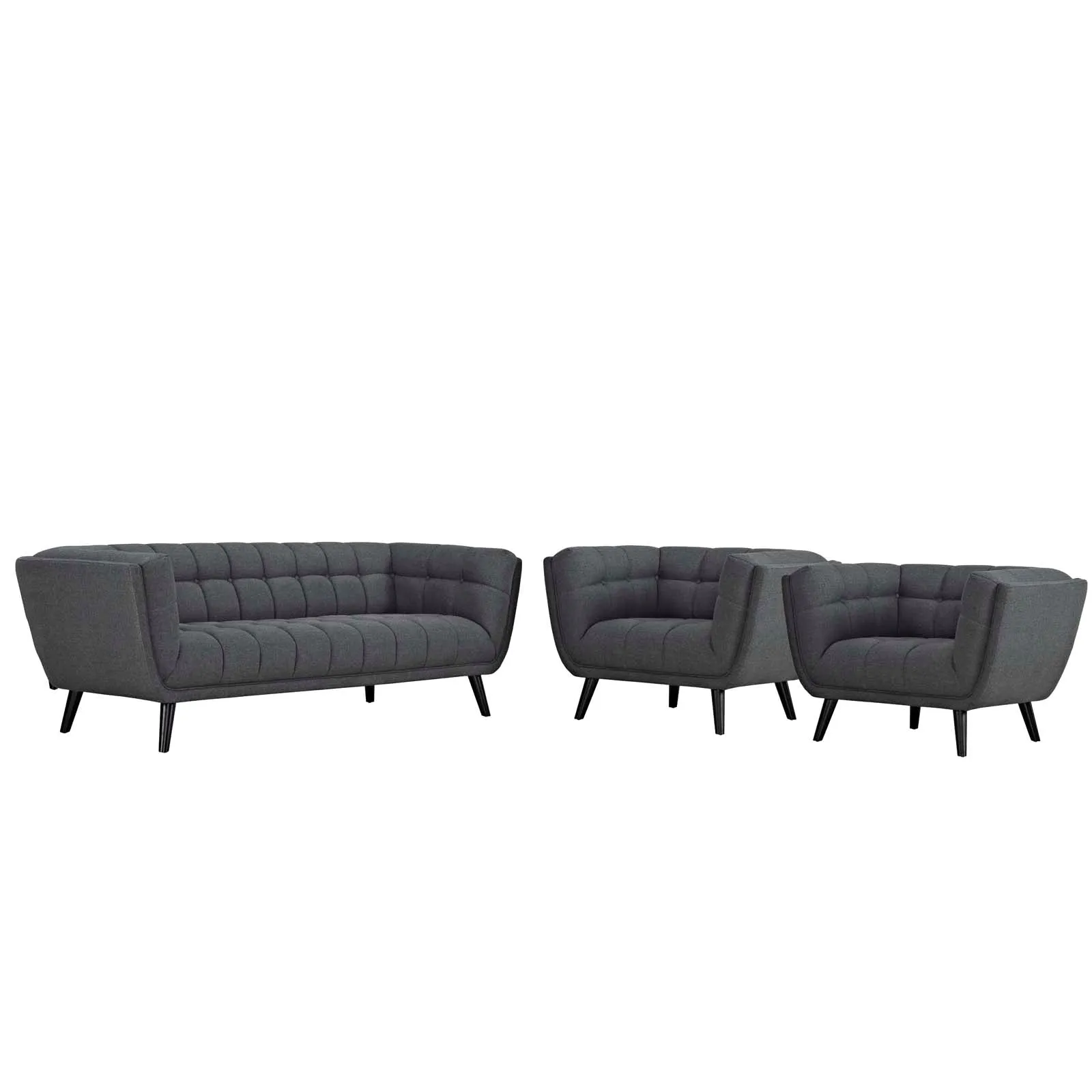 Bestow 3 Piece Upholstered Fabric Sofa and Armchair Set by Modway