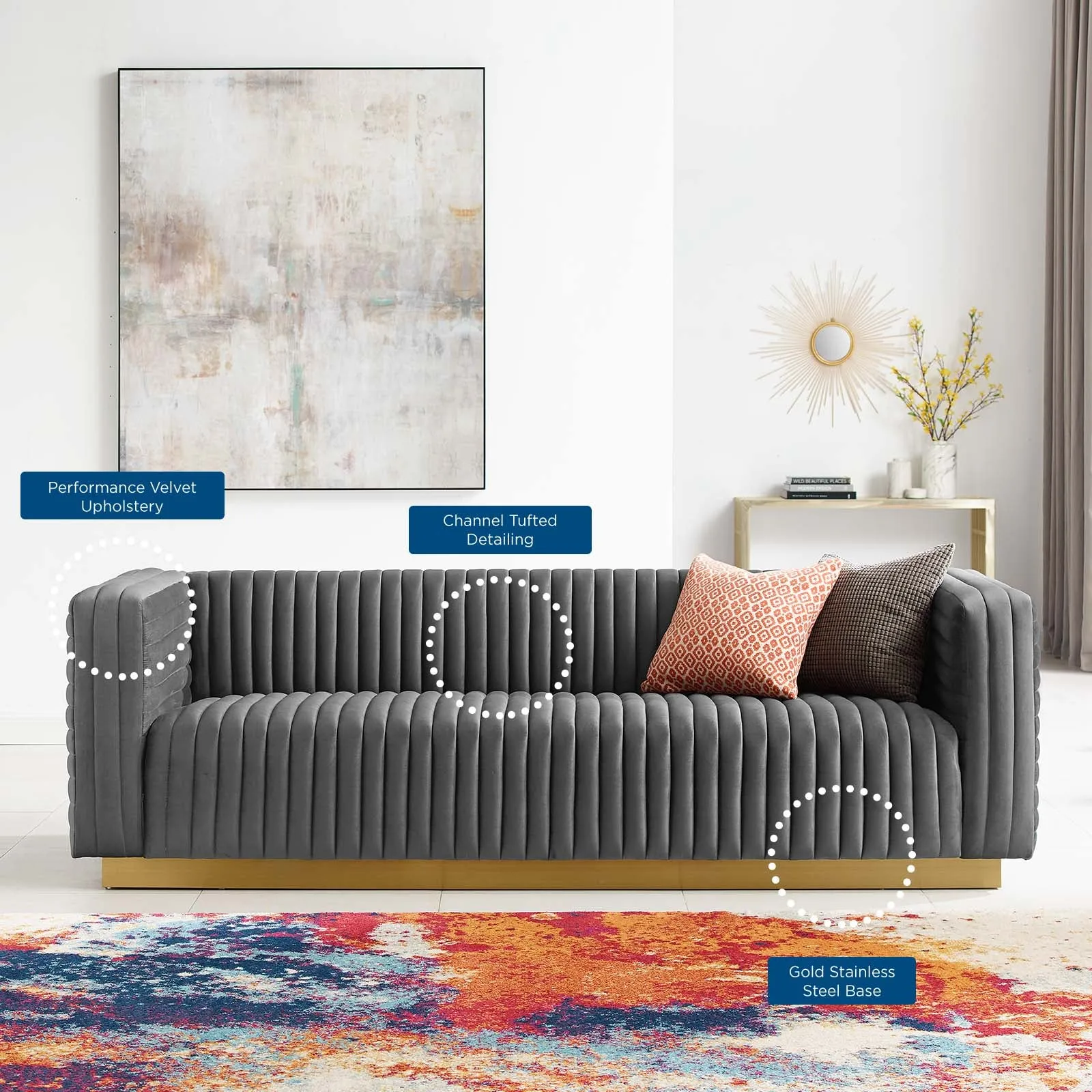 Charisma Channel Tufted Performance Velvet Living Room Sofa by Modway