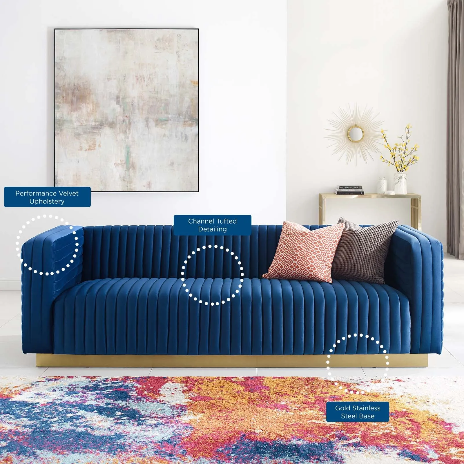 Charisma Channel Tufted Performance Velvet Living Room Sofa by Modway