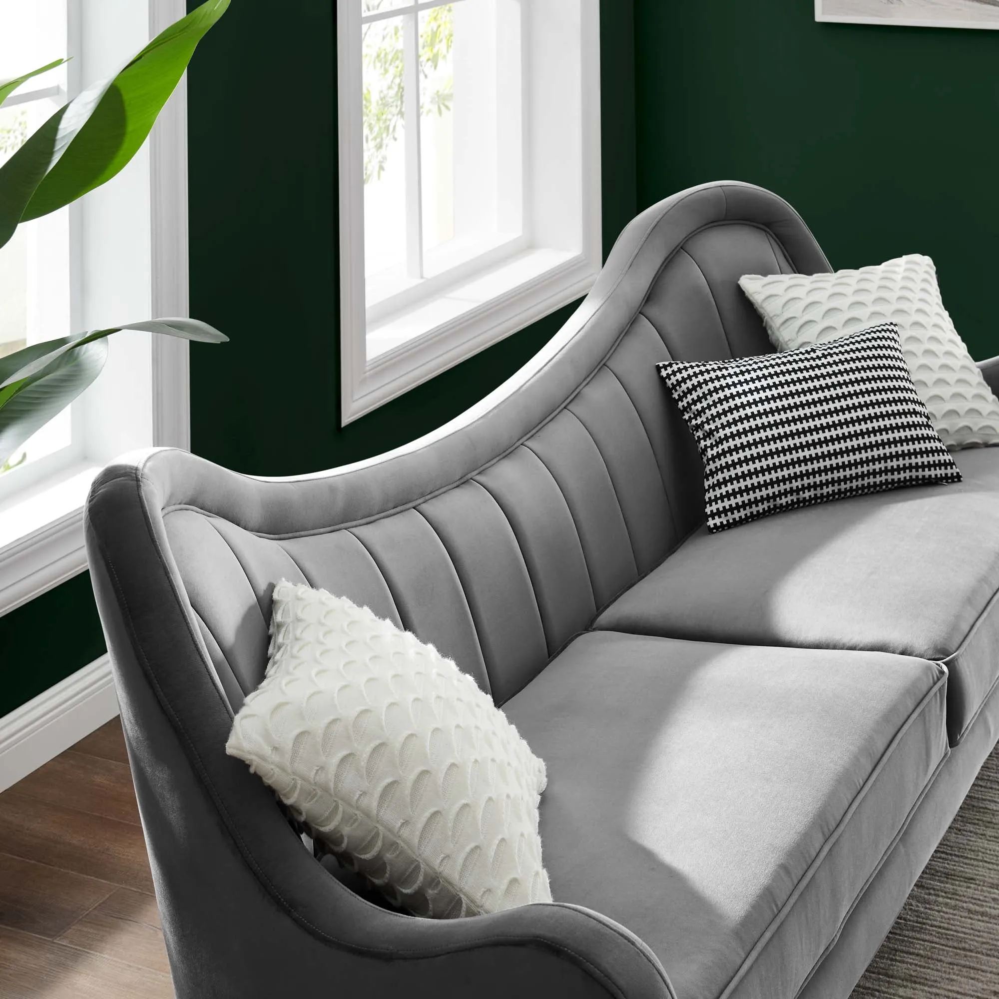 Cheshire Channel Tufted Performance Velvet Sofa by Modway