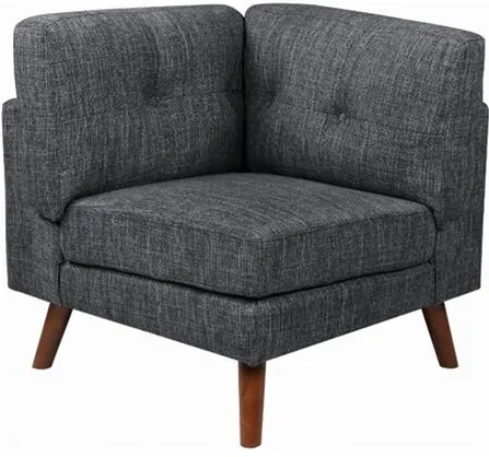 Churchill Tufted Cushion Back Corner Dark Grey and Walnut