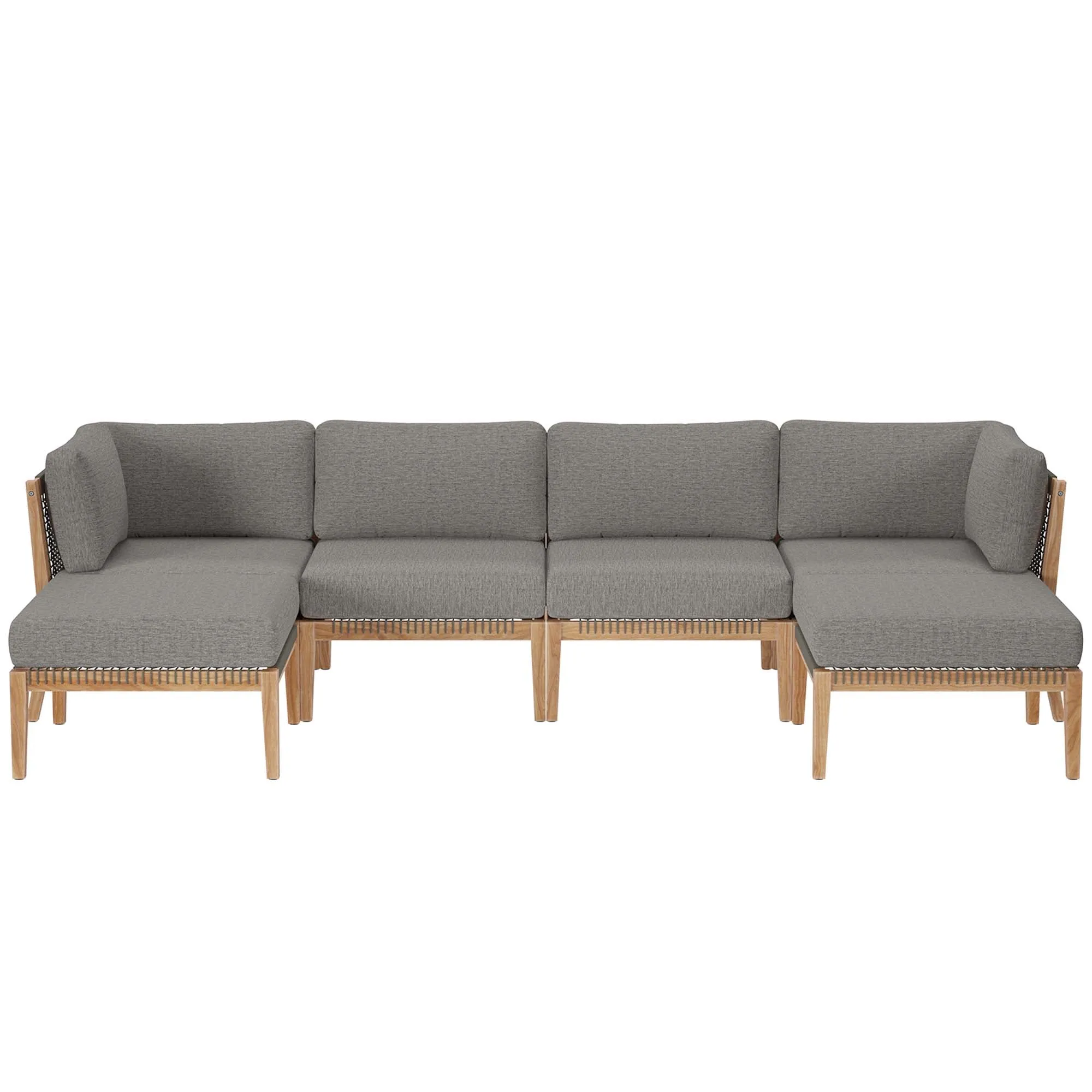 Clearwater Outdoor Patio Teak Wood 6-Piece Sectional Sofa by Modway