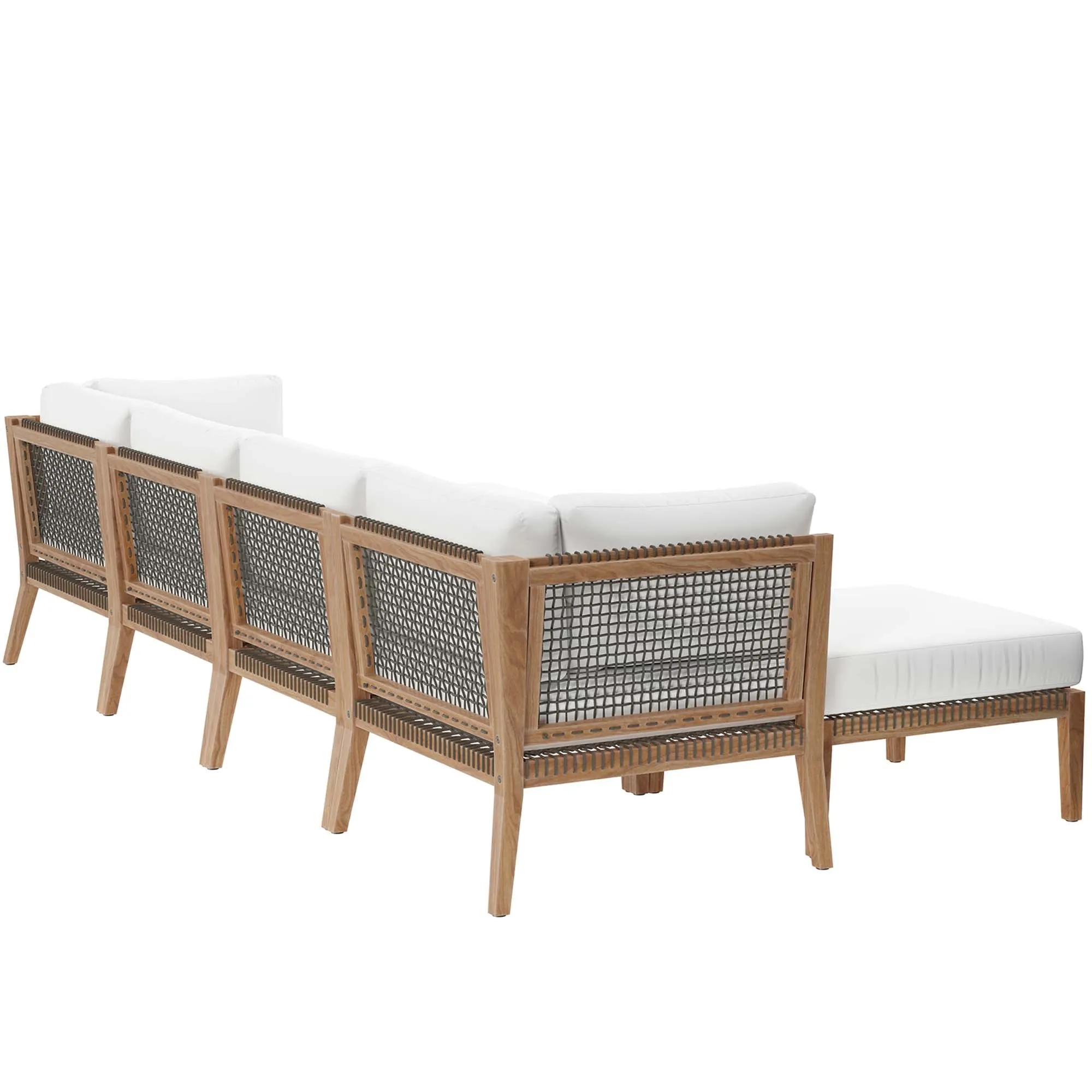 Clearwater Outdoor Patio Teak Wood 6-Piece Sectional Sofa by Modway