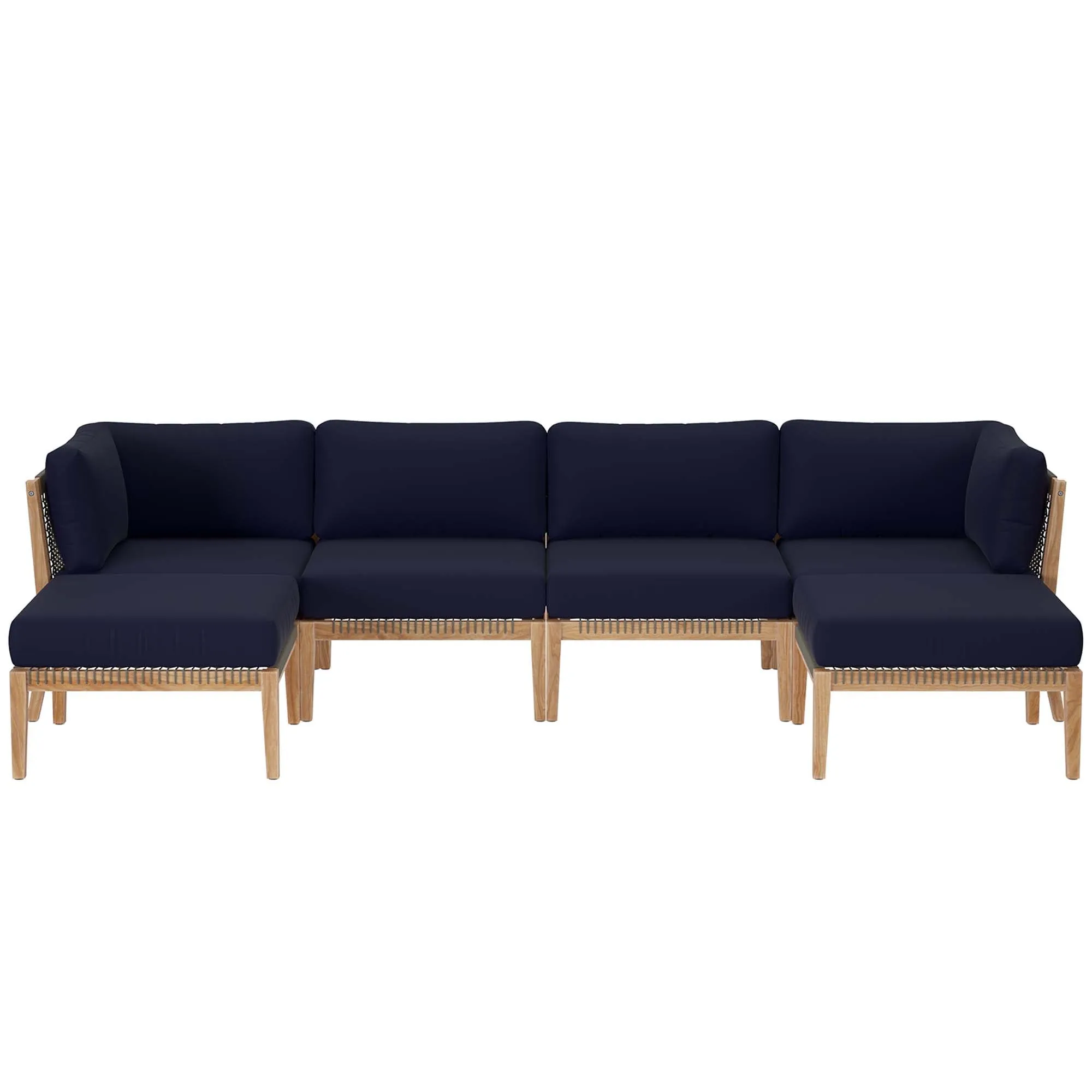 Clearwater Outdoor Patio Teak Wood 6-Piece Sectional Sofa by Modway