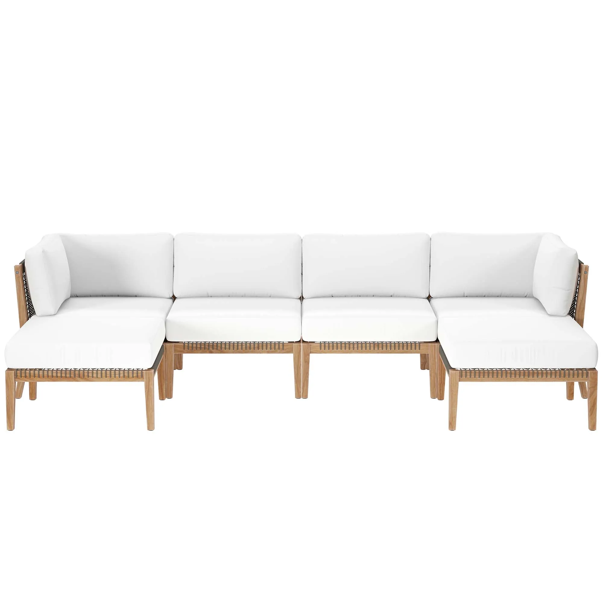 Clearwater Outdoor Patio Teak Wood 6-Piece Sectional Sofa by Modway