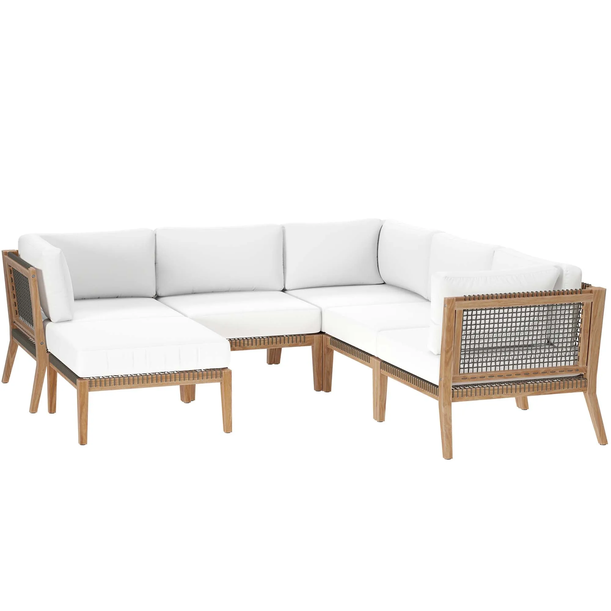 Clearwater Outdoor Patio Teak Wood 6-Piece Sectional Sofa by Modway