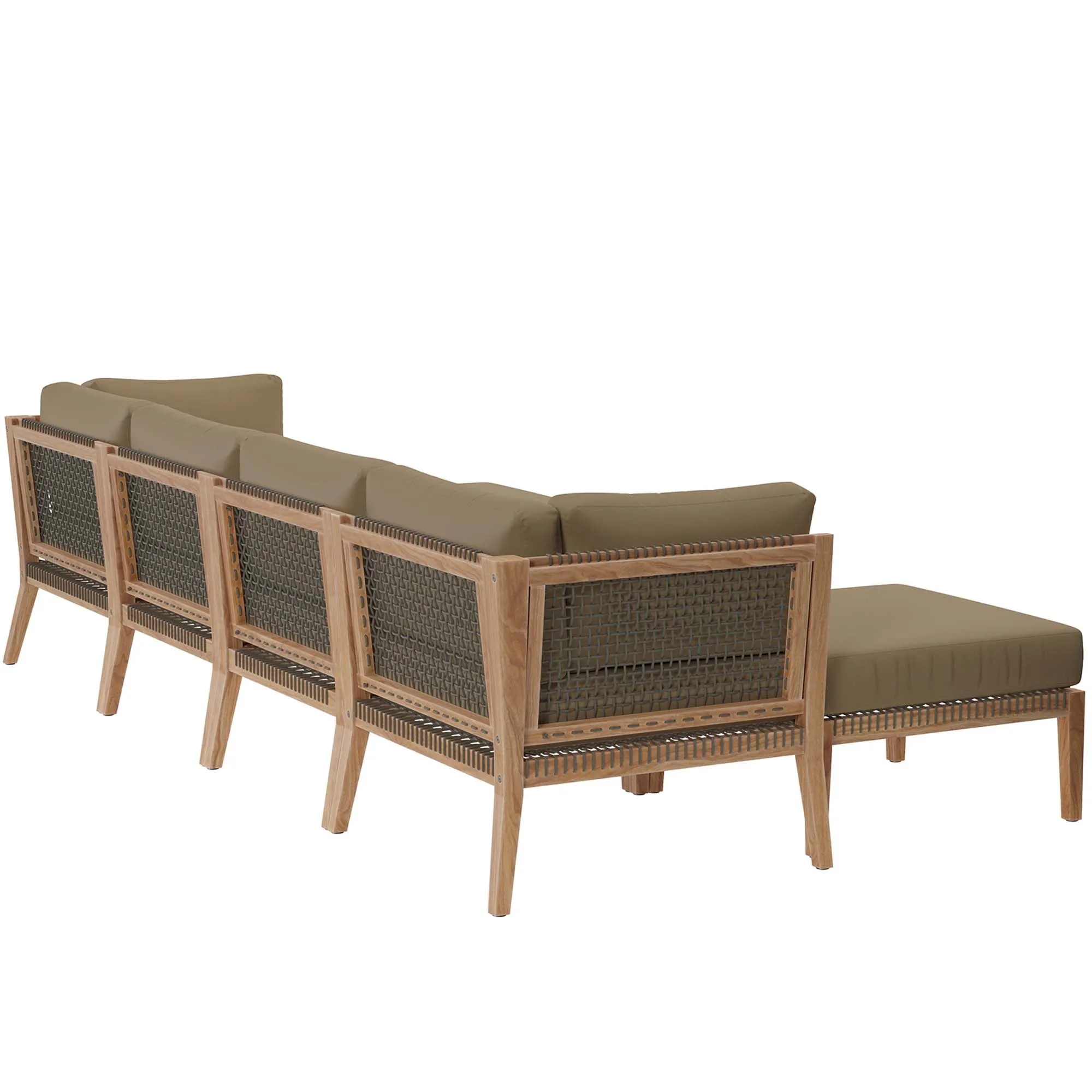 Clearwater Outdoor Patio Teak Wood 6-Piece Sectional Sofa by Modway