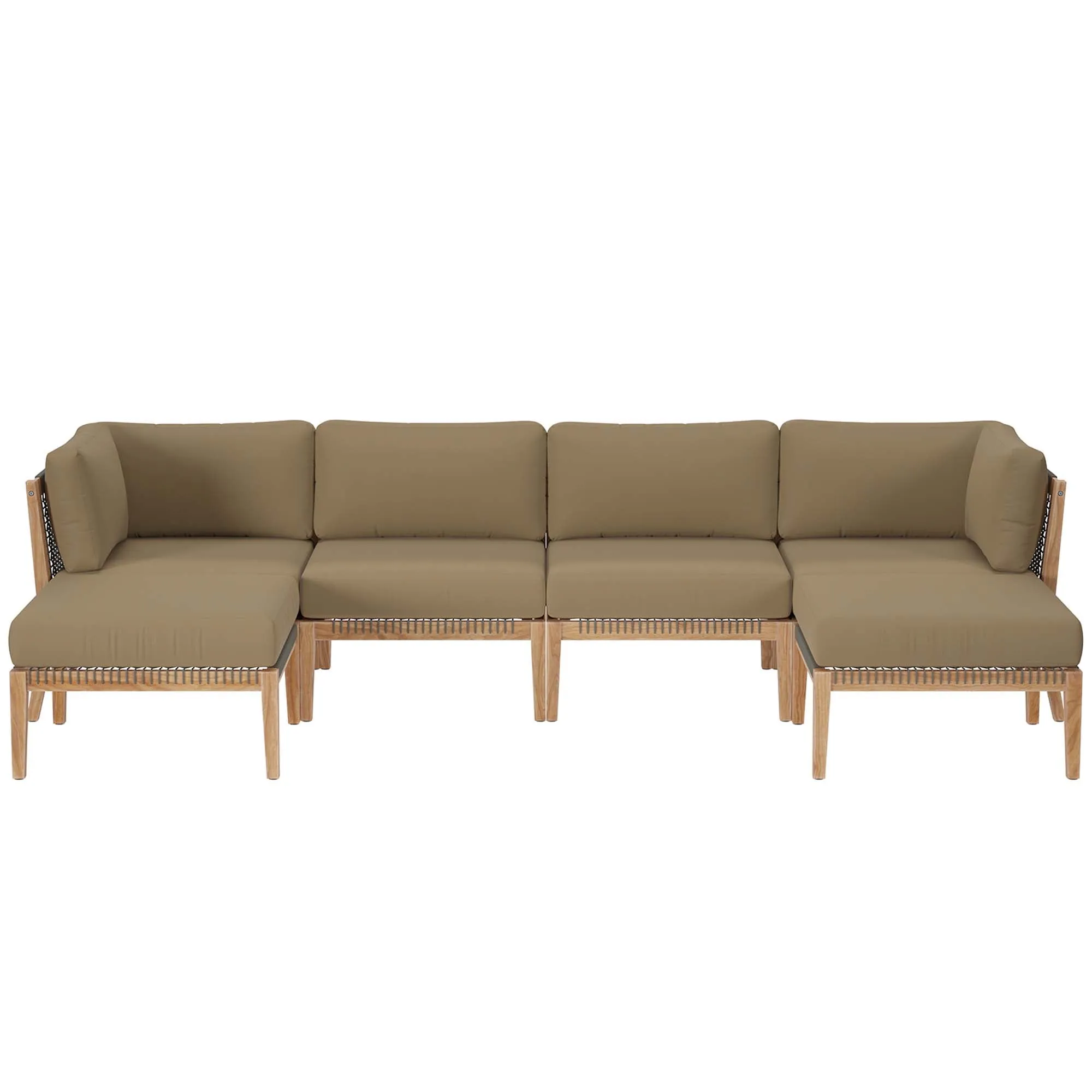 Clearwater Outdoor Patio Teak Wood 6-Piece Sectional Sofa by Modway