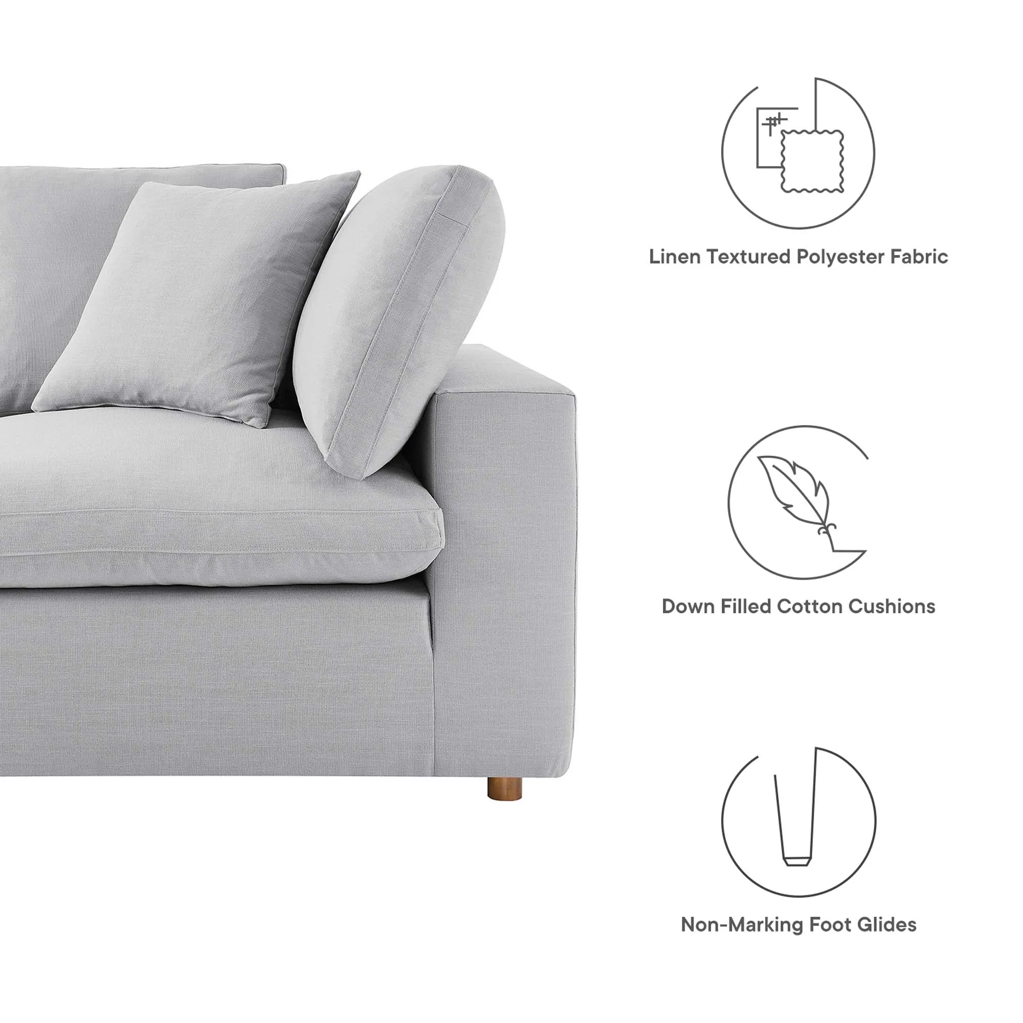 Commix 5-Piece Down Filled Overstuffed Armless Sectional Sofa by Modway