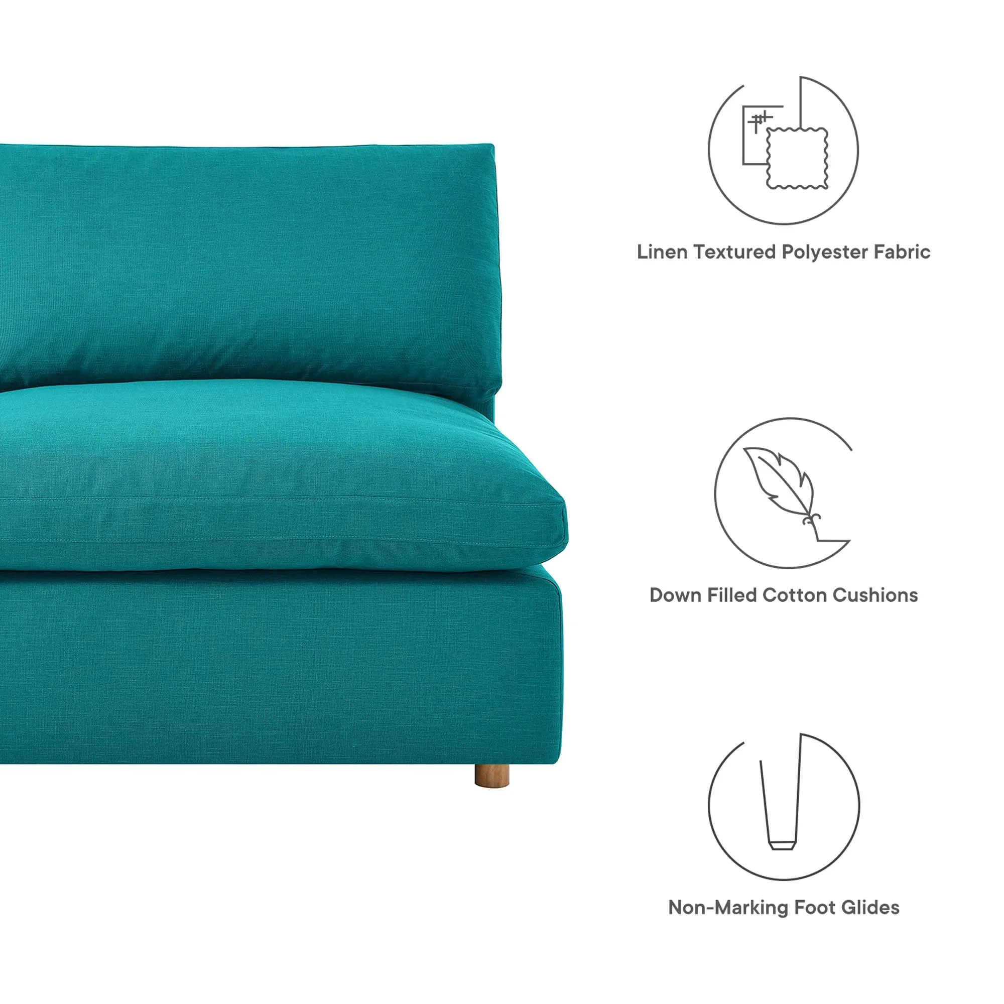 Commix 5-Piece Down Filled Overstuffed Armless Sectional Sofa by Modway