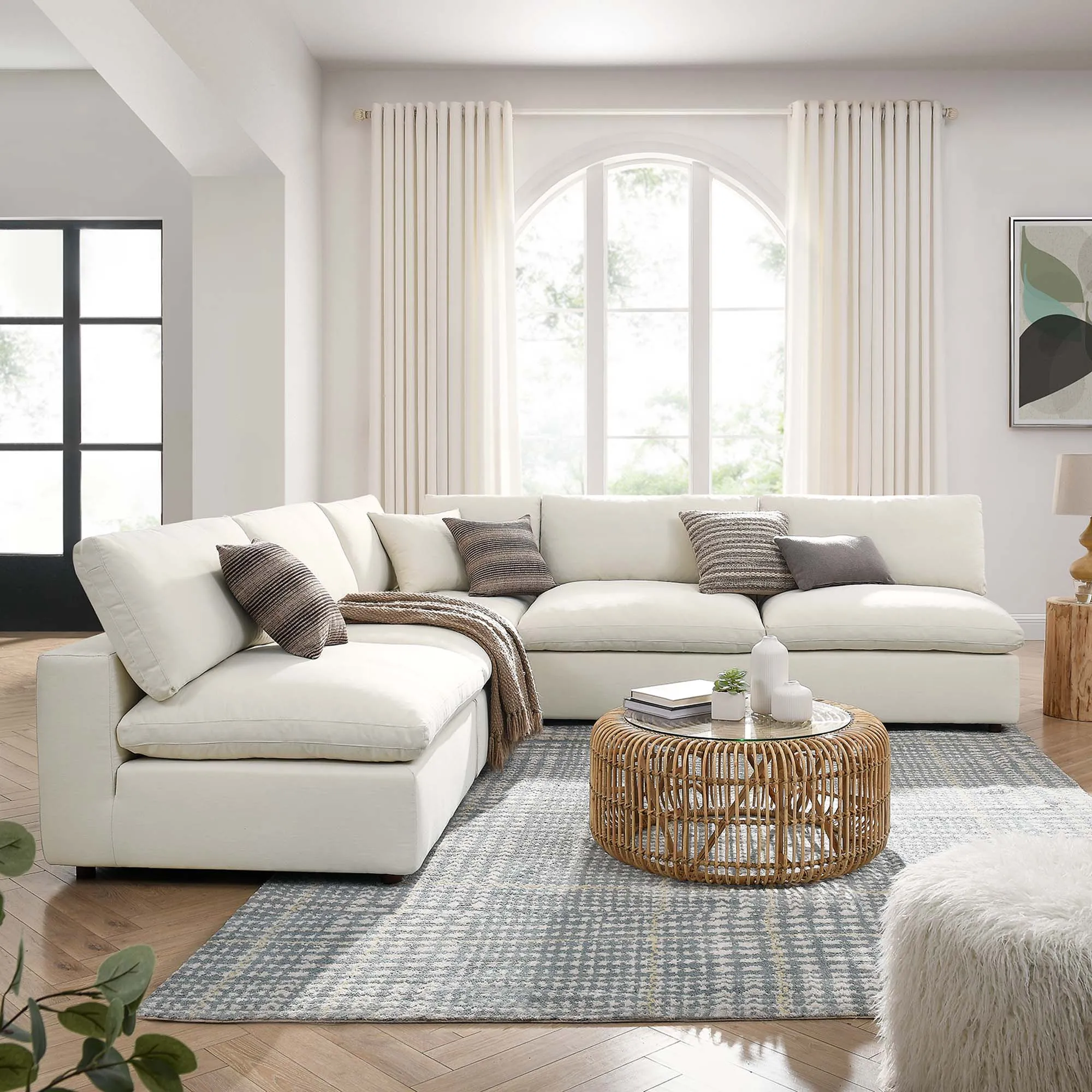 Commix 5-Piece Down Filled Overstuffed Armless Sectional Sofa by Modway