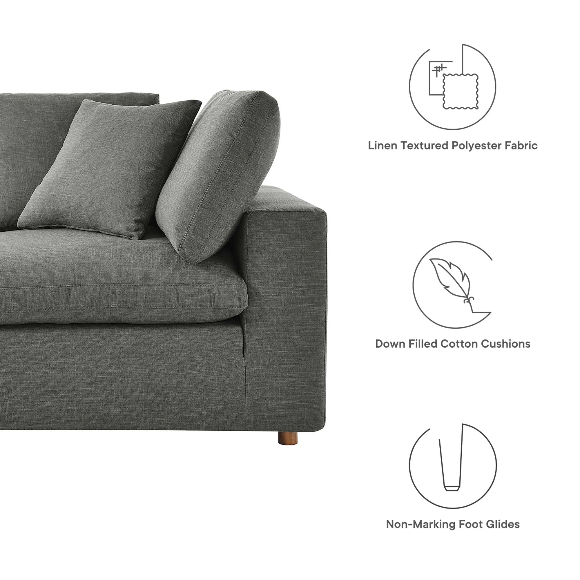 Commix 5-Piece Down Filled Overstuffed Armless Sectional Sofa by Modway