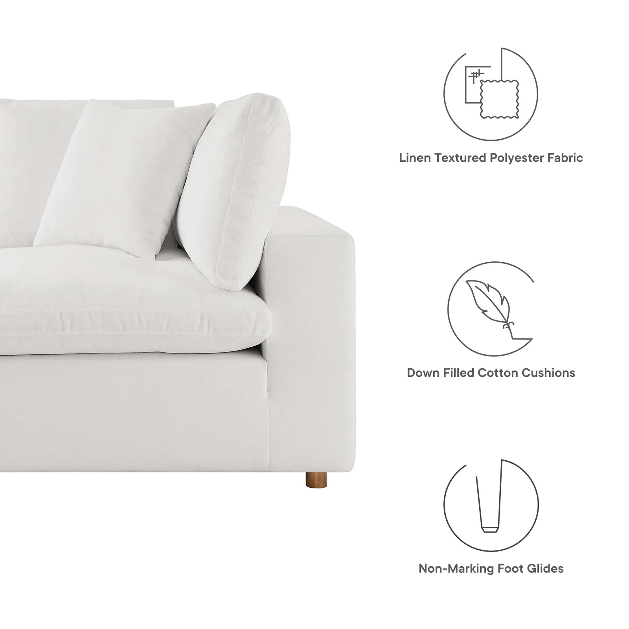 Commix 5-Piece Down Filled Overstuffed Armless Sectional Sofa by Modway