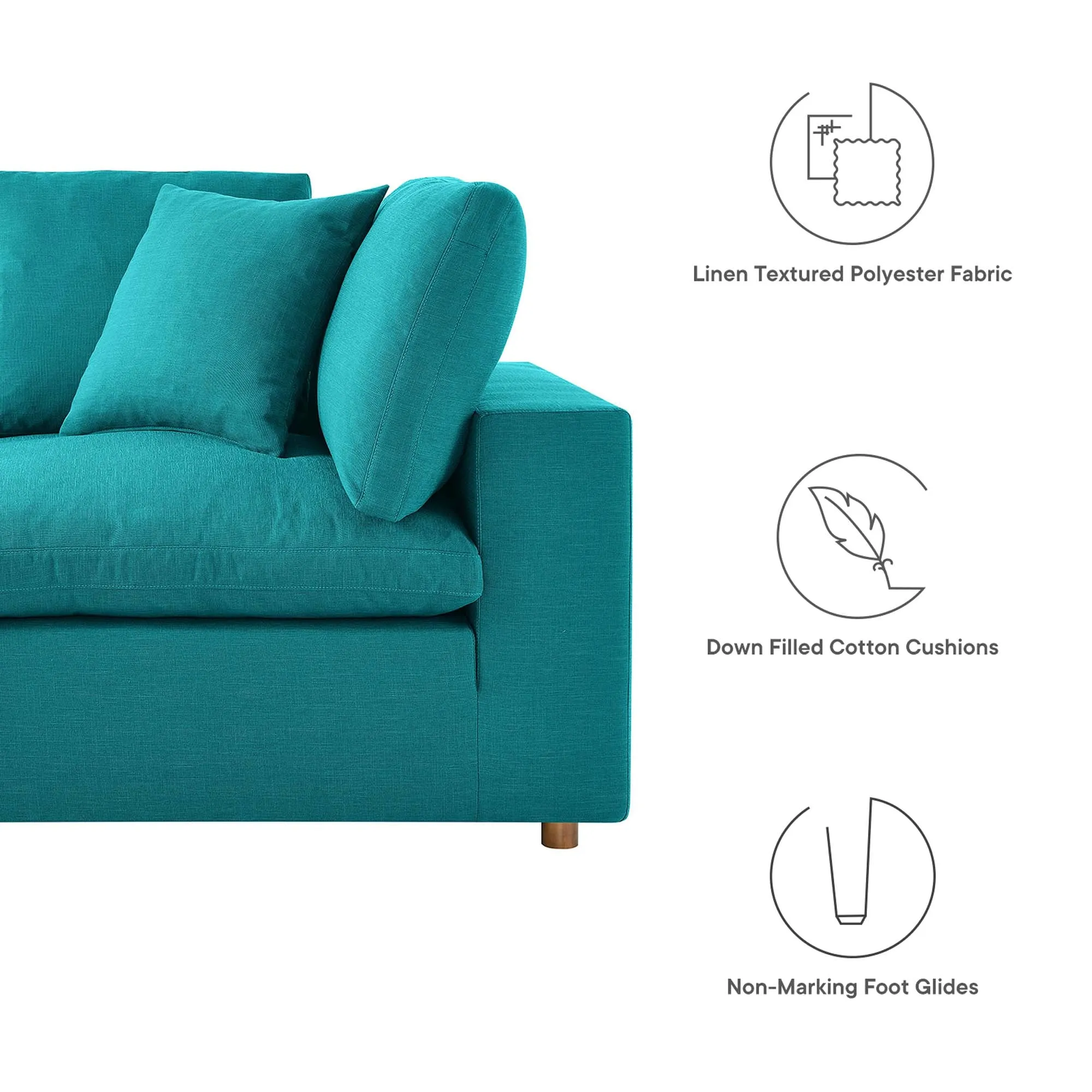 Commix 5-Piece Down Filled Overstuffed Armless Sectional Sofa by Modway