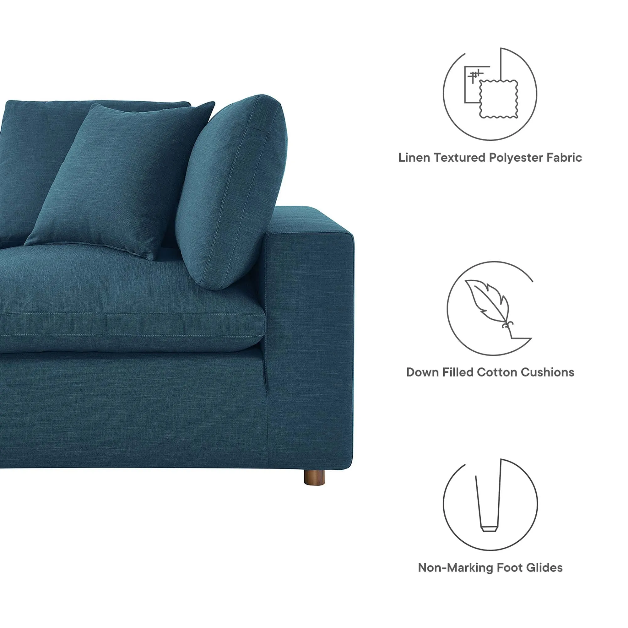 Commix 5-Piece Down Filled Overstuffed Armless Sectional Sofa by Modway