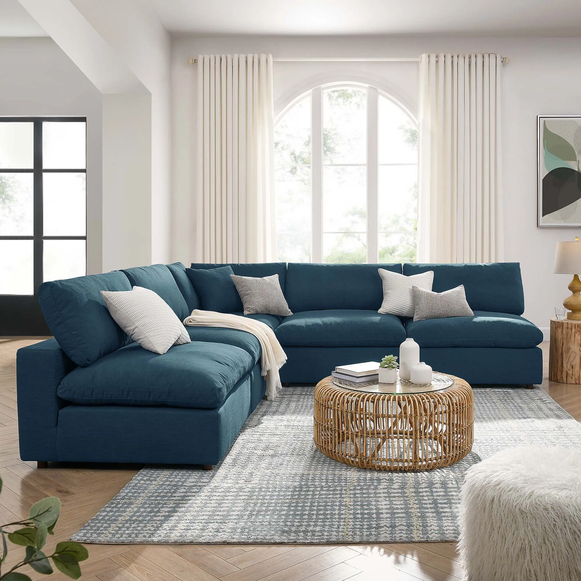 Commix 5-Piece Down Filled Overstuffed Armless Sectional Sofa by Modway