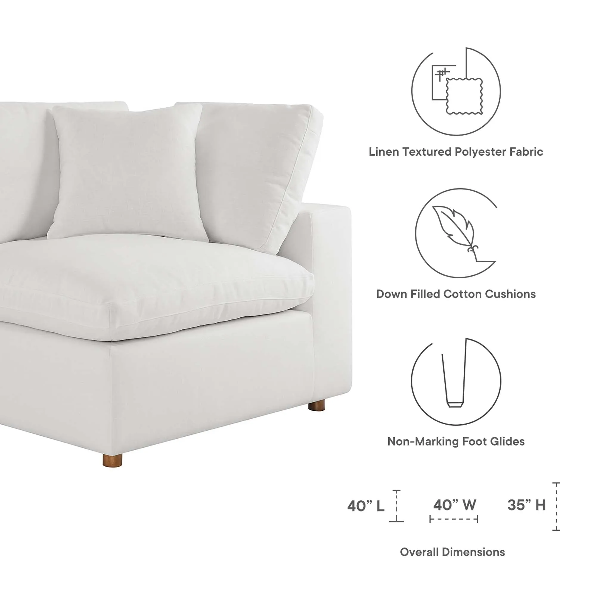 Commix 5-Piece Down Filled Overstuffed Armless Sectional Sofa by Modway