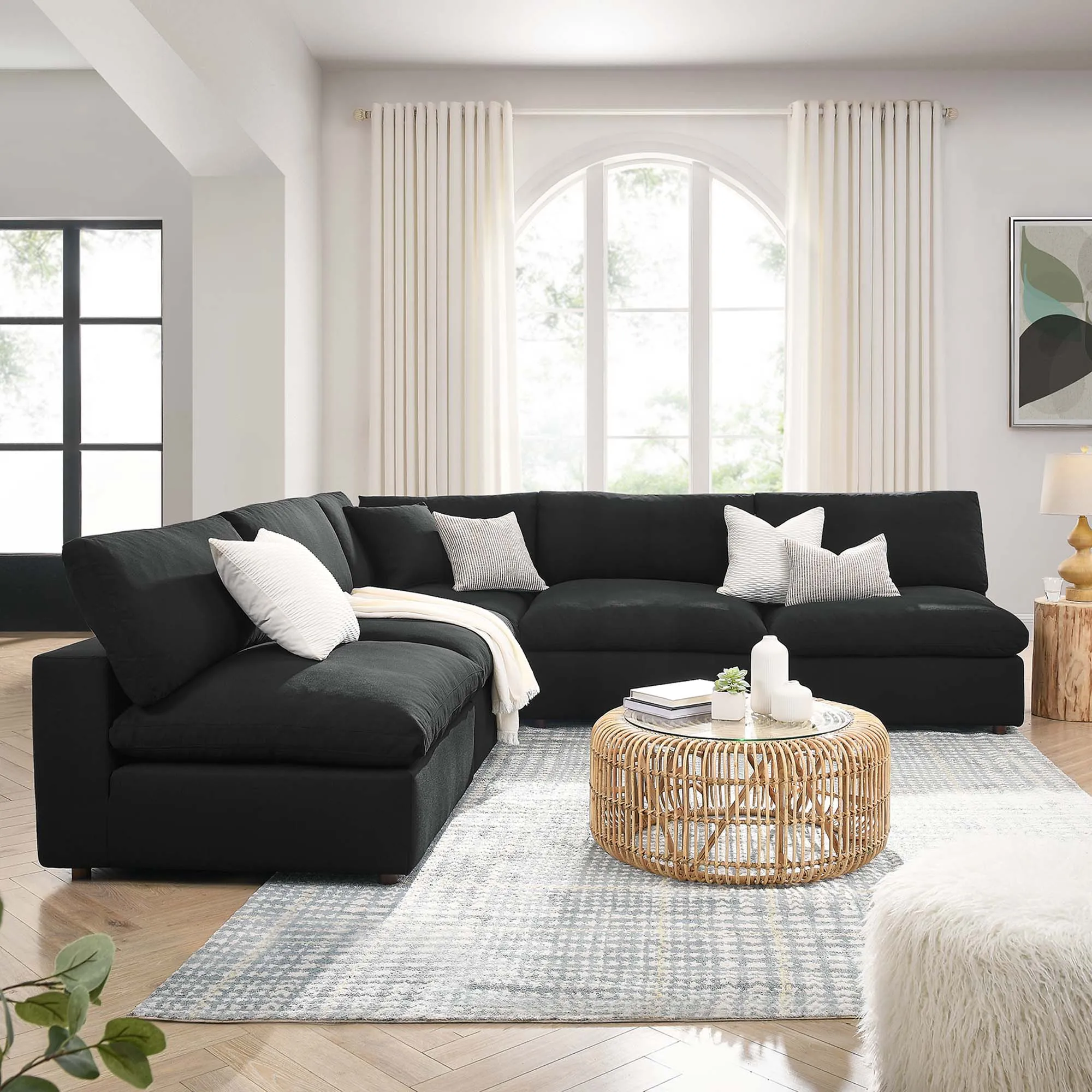 Commix 5-Piece Down Filled Overstuffed Armless Sectional Sofa by Modway