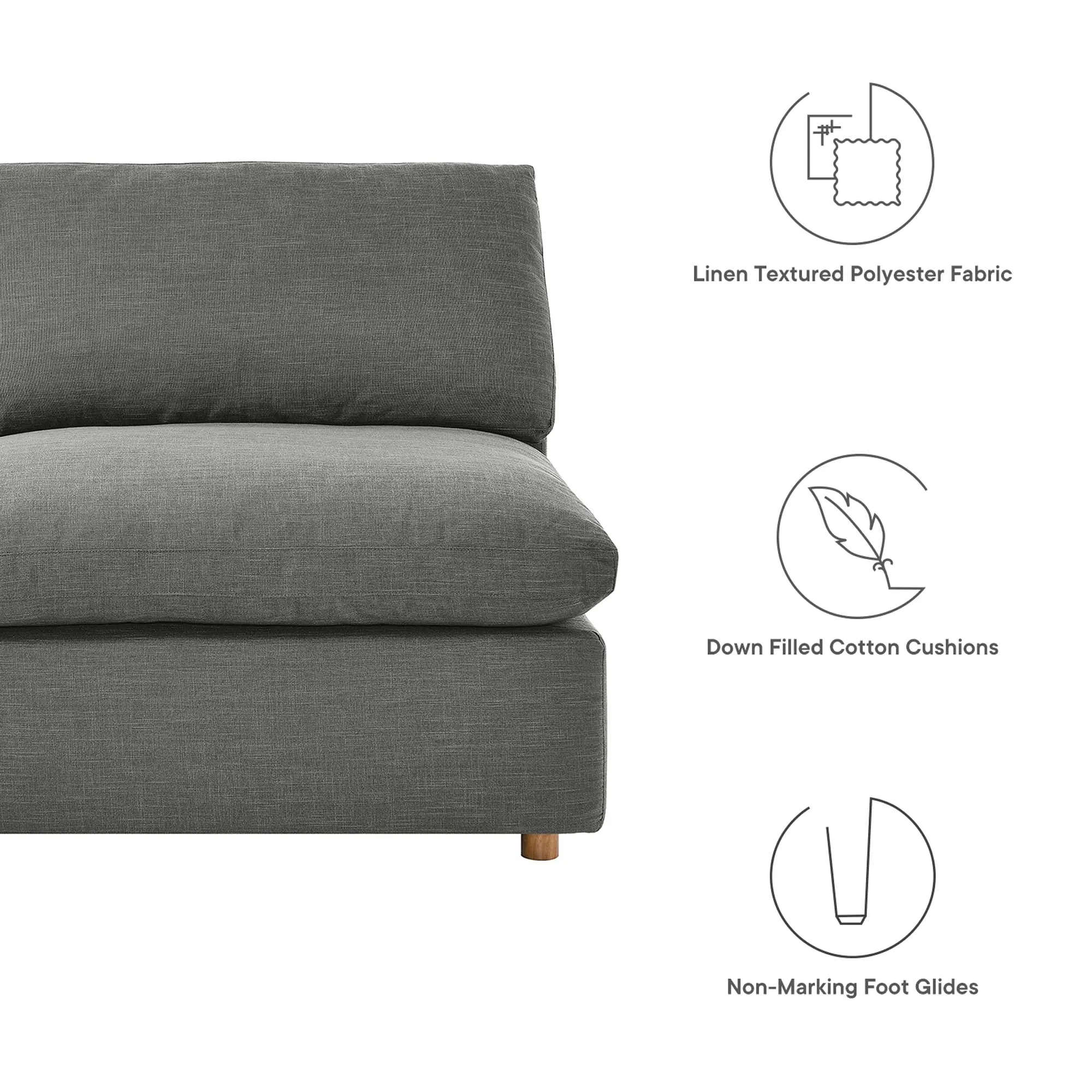 Commix 5-Piece Down Filled Overstuffed Armless Sectional Sofa by Modway