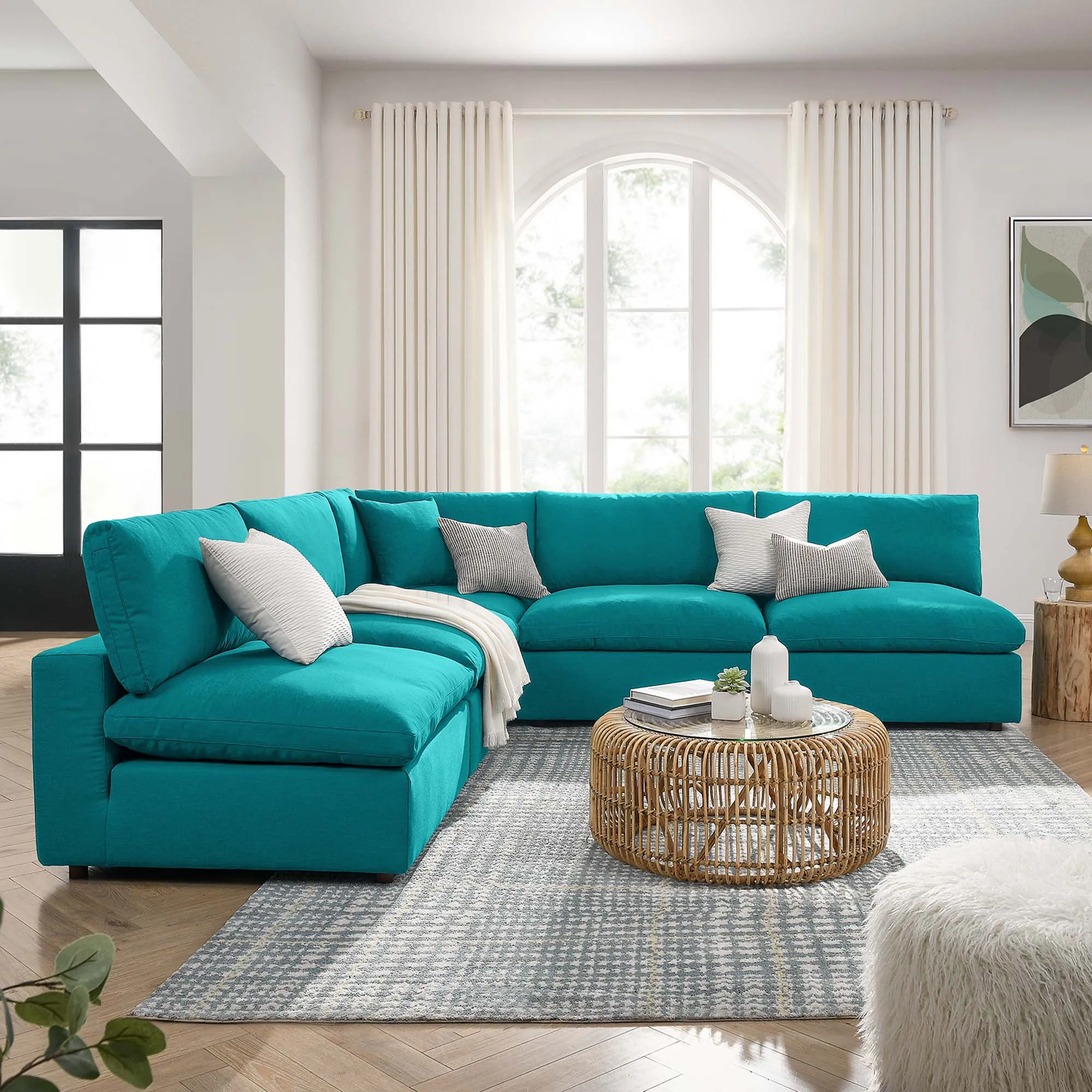 Commix 5-Piece Down Filled Overstuffed Armless Sectional Sofa by Modway